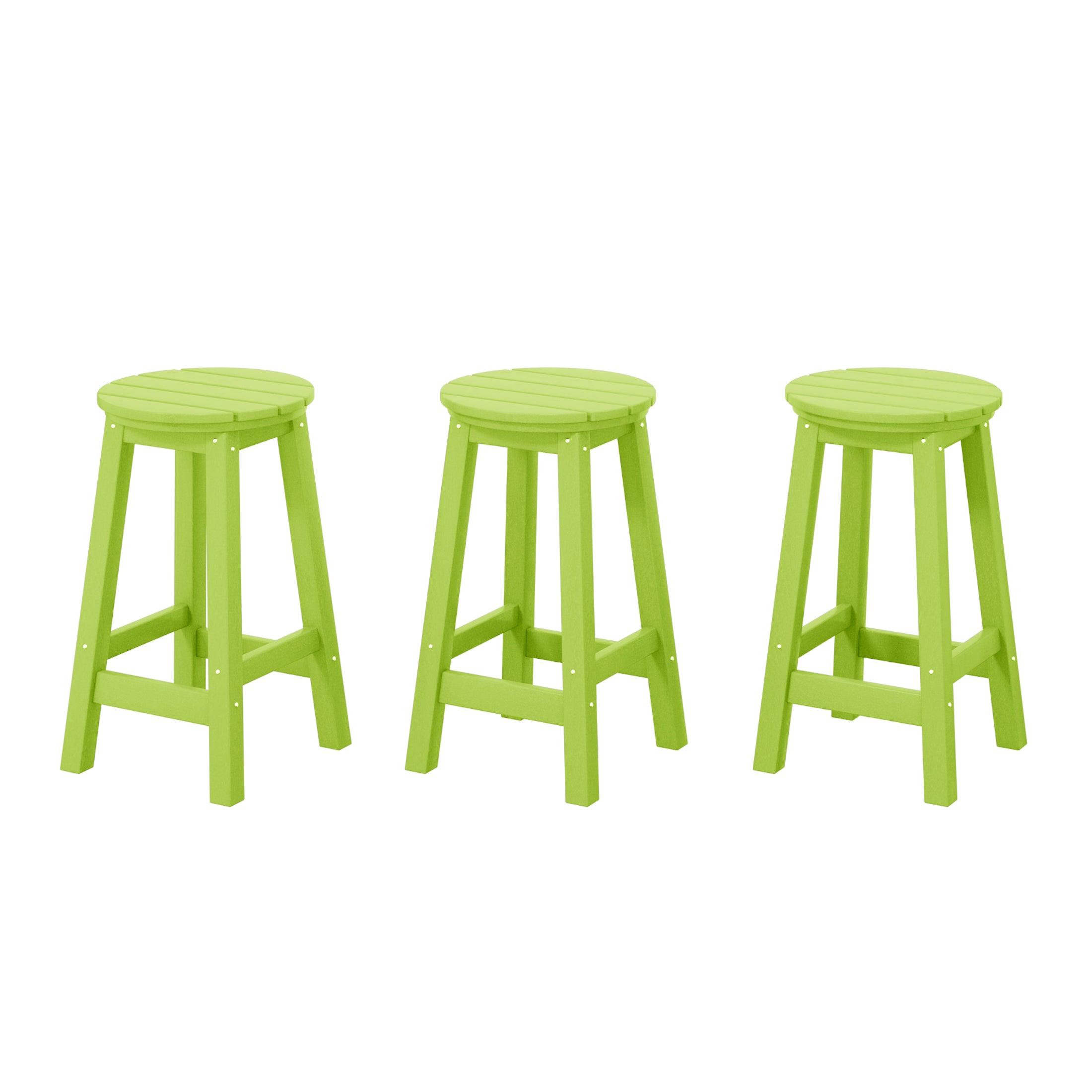 Paradise 24" HDPE Round Outdoor Patio Counter Height Bar Stool (Set of 3) - Costaelm