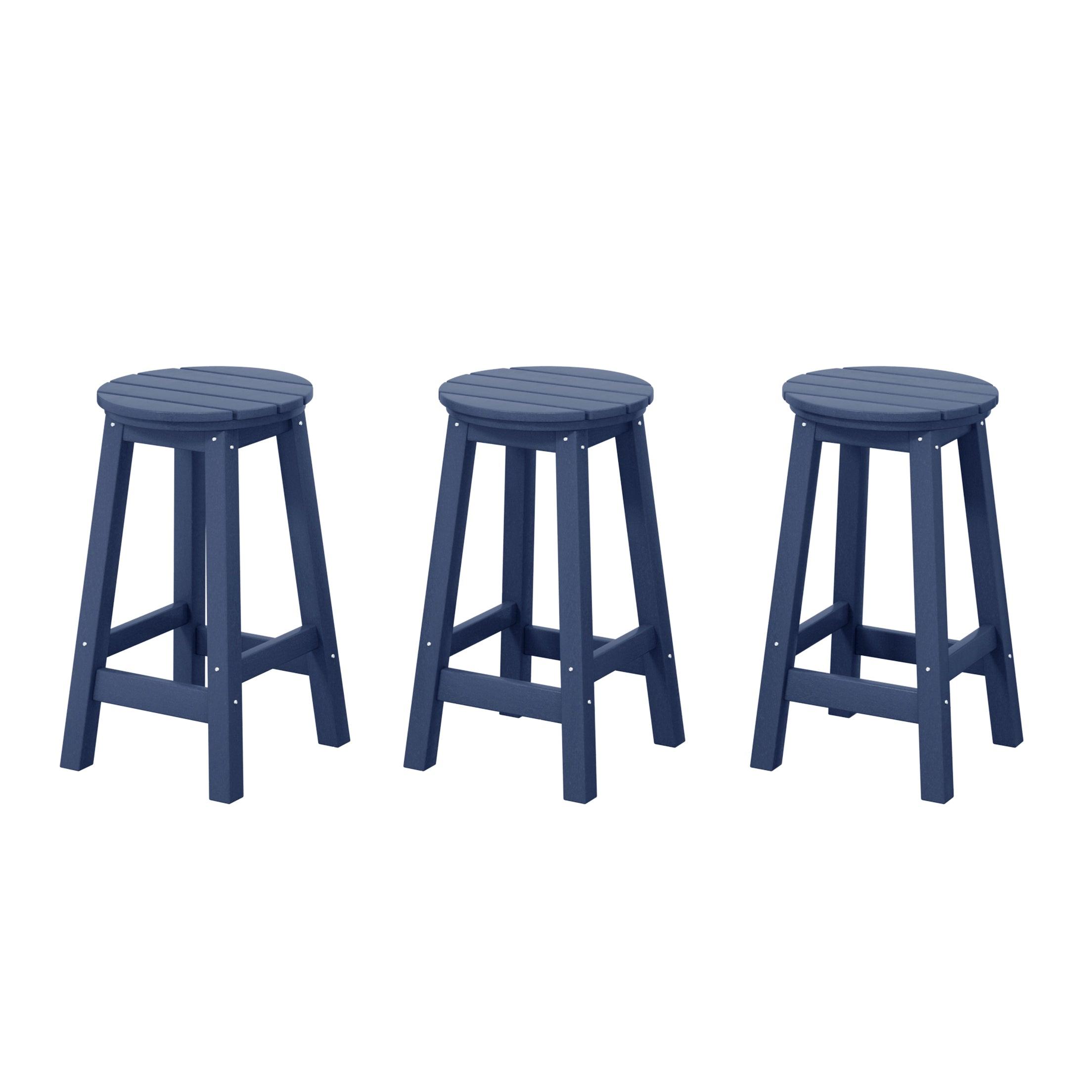 Paradise 24" HDPE Round Outdoor Patio Counter Height Bar Stool (Set of 3) - Costaelm