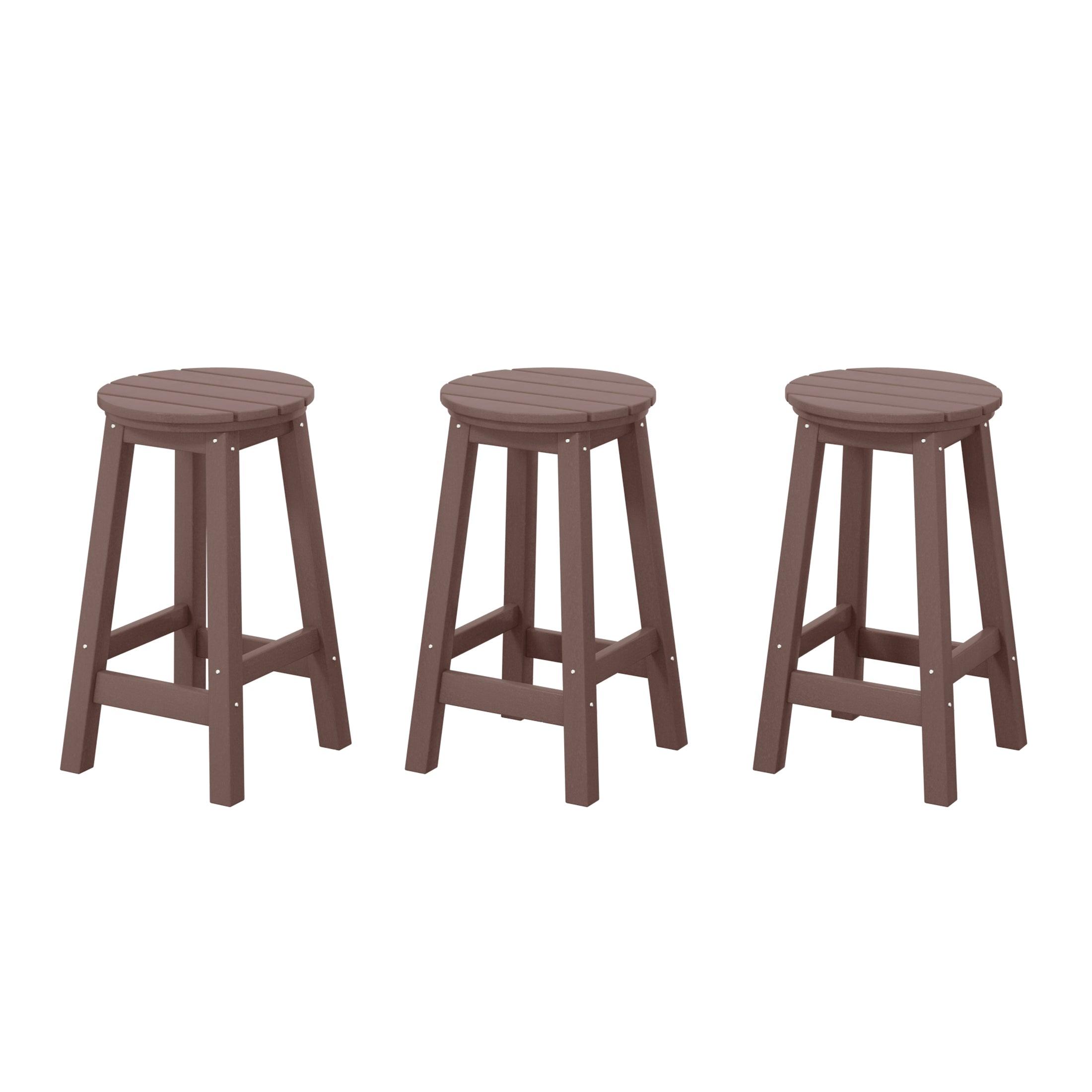 Paradise 24" HDPE Round Outdoor Patio Counter Height Bar Stool (Set of 3) - Costaelm