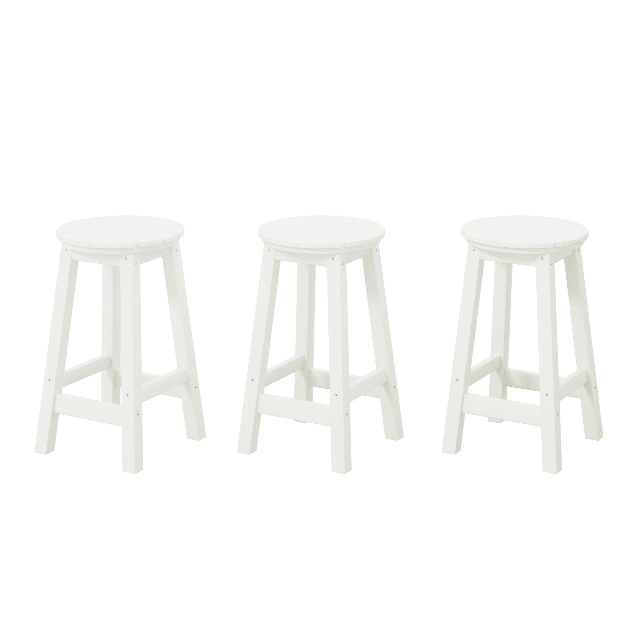 Paradise 24" HDPE Round Outdoor Patio Counter Height Bar Stool (Set of 3) - Costaelm