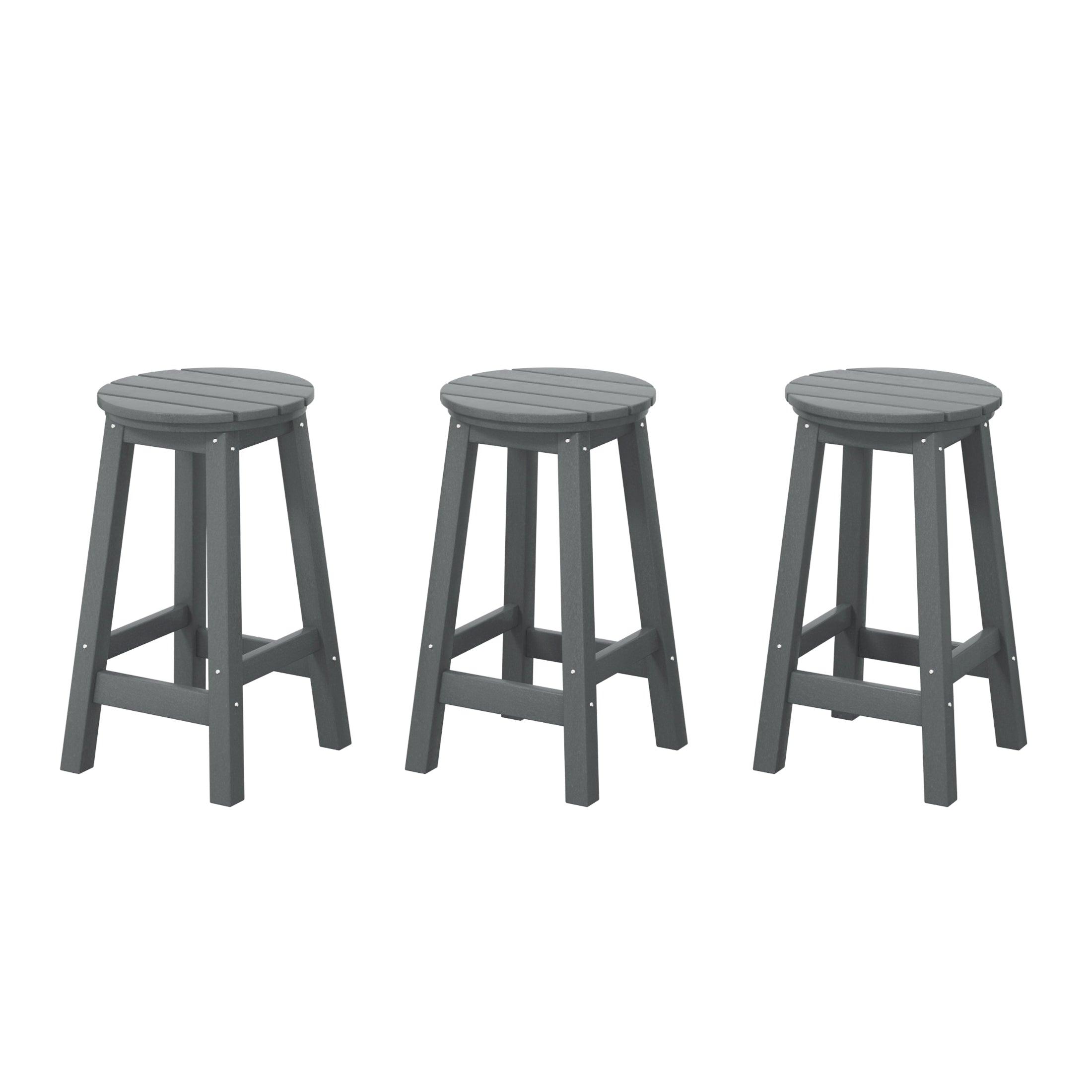 Paradise 24" HDPE Round Outdoor Patio Counter Height Bar Stool (Set of 3) - Costaelm