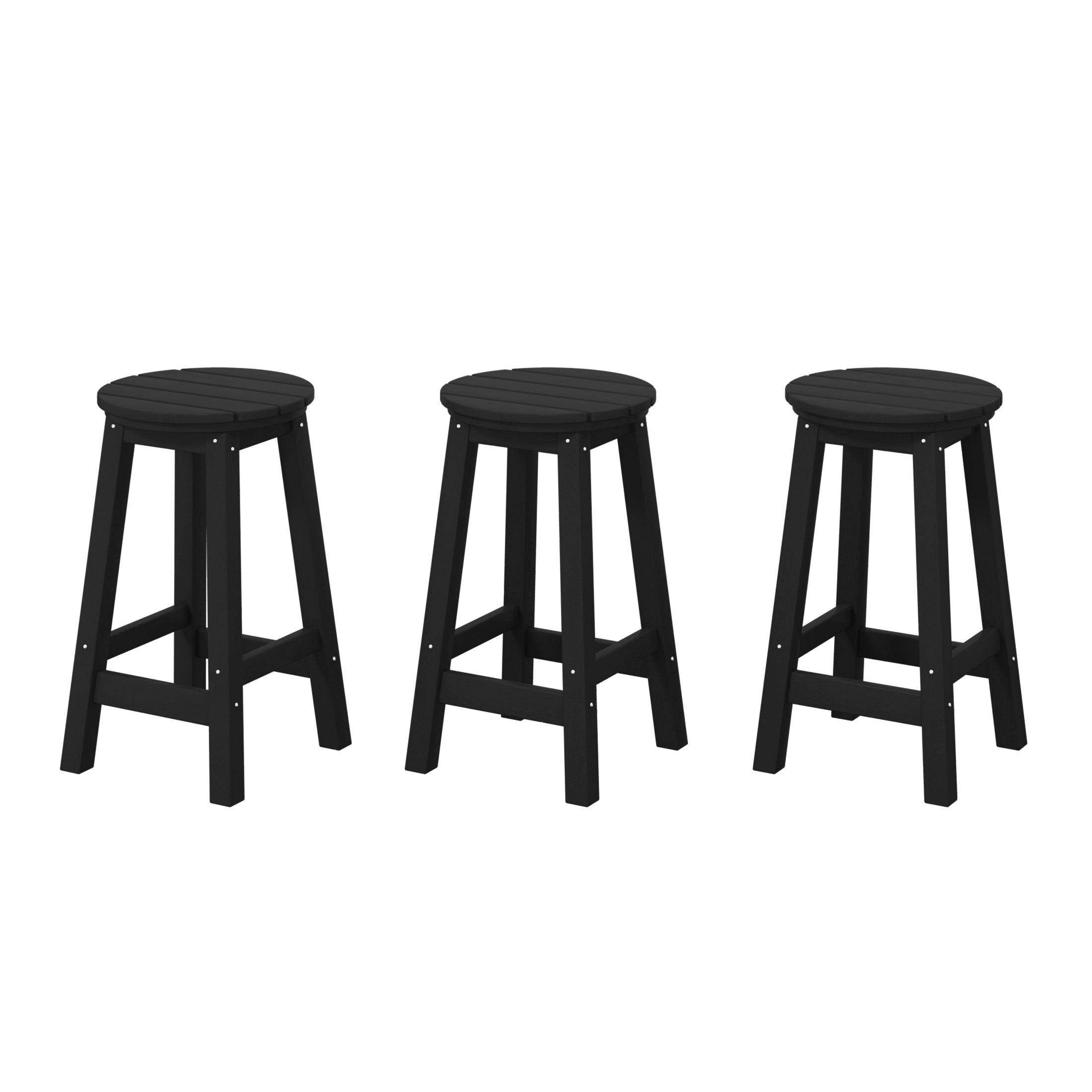 Paradise 24" HDPE Round Outdoor Patio Counter Height Bar Stool (Set of 3) - Costaelm