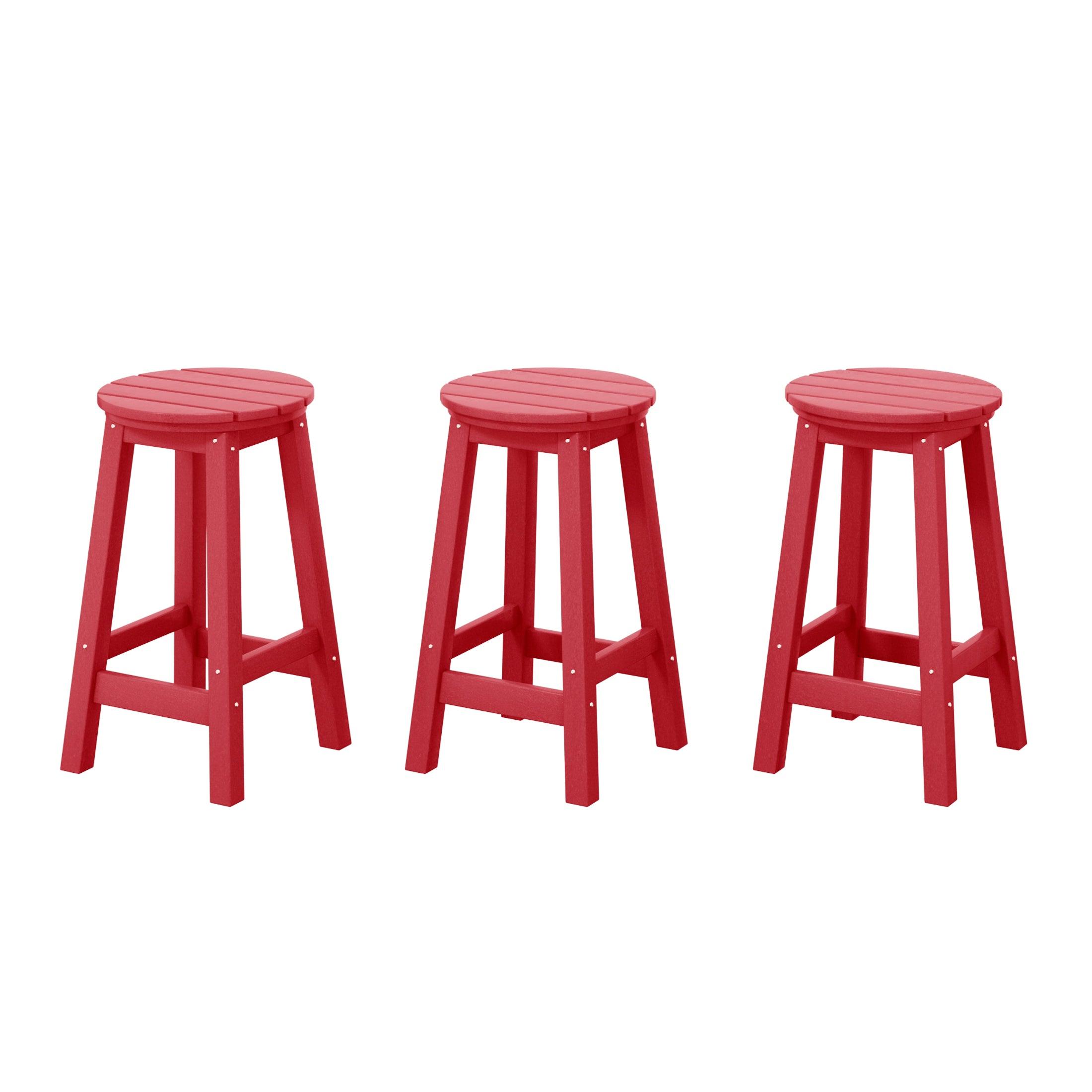 Paradise 24" HDPE Round Outdoor Patio Counter Height Bar Stool (Set of 3) - Costaelm