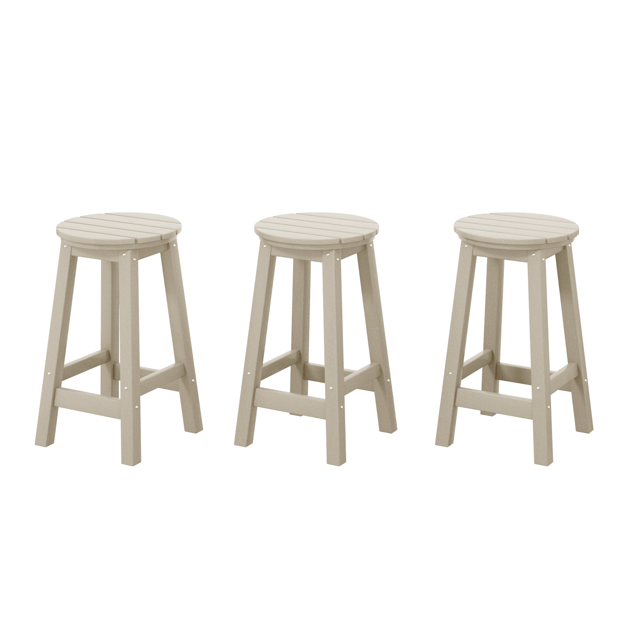 Paradise 24" HDPE Round Outdoor Patio Counter Height Bar Stool (Set of 3)