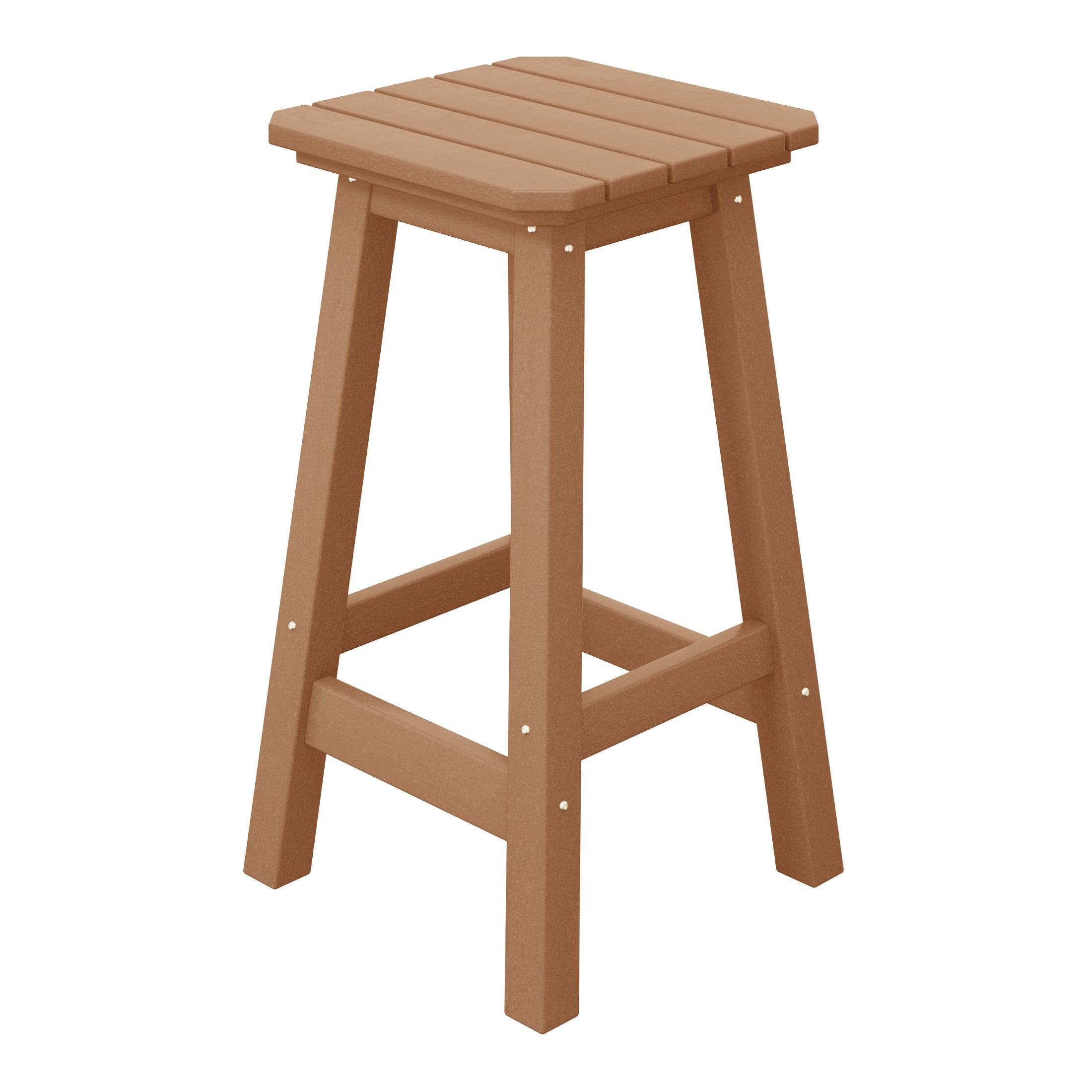 Paradise 24" Outdoor Patio HDPE Square Counter High Backless Bar Stool - Costaelm