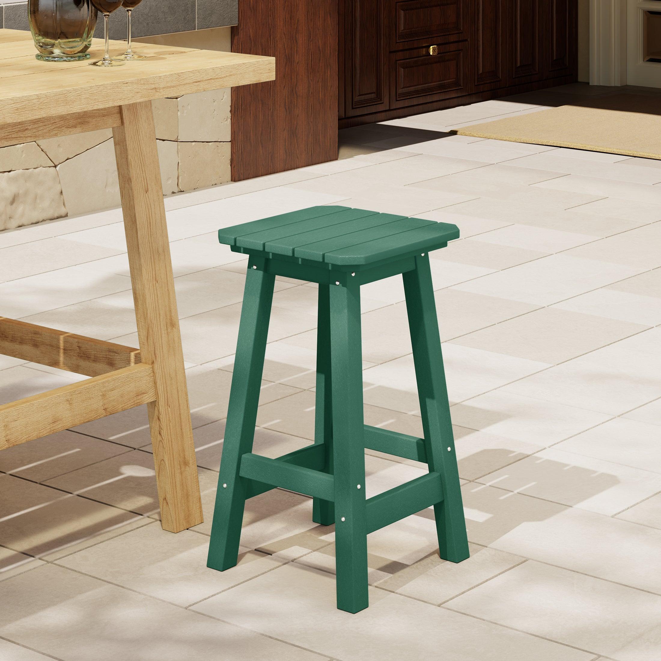 Paradise 24" Outdoor Patio HDPE Square Counter High Backless Bar Stool - Costaelm