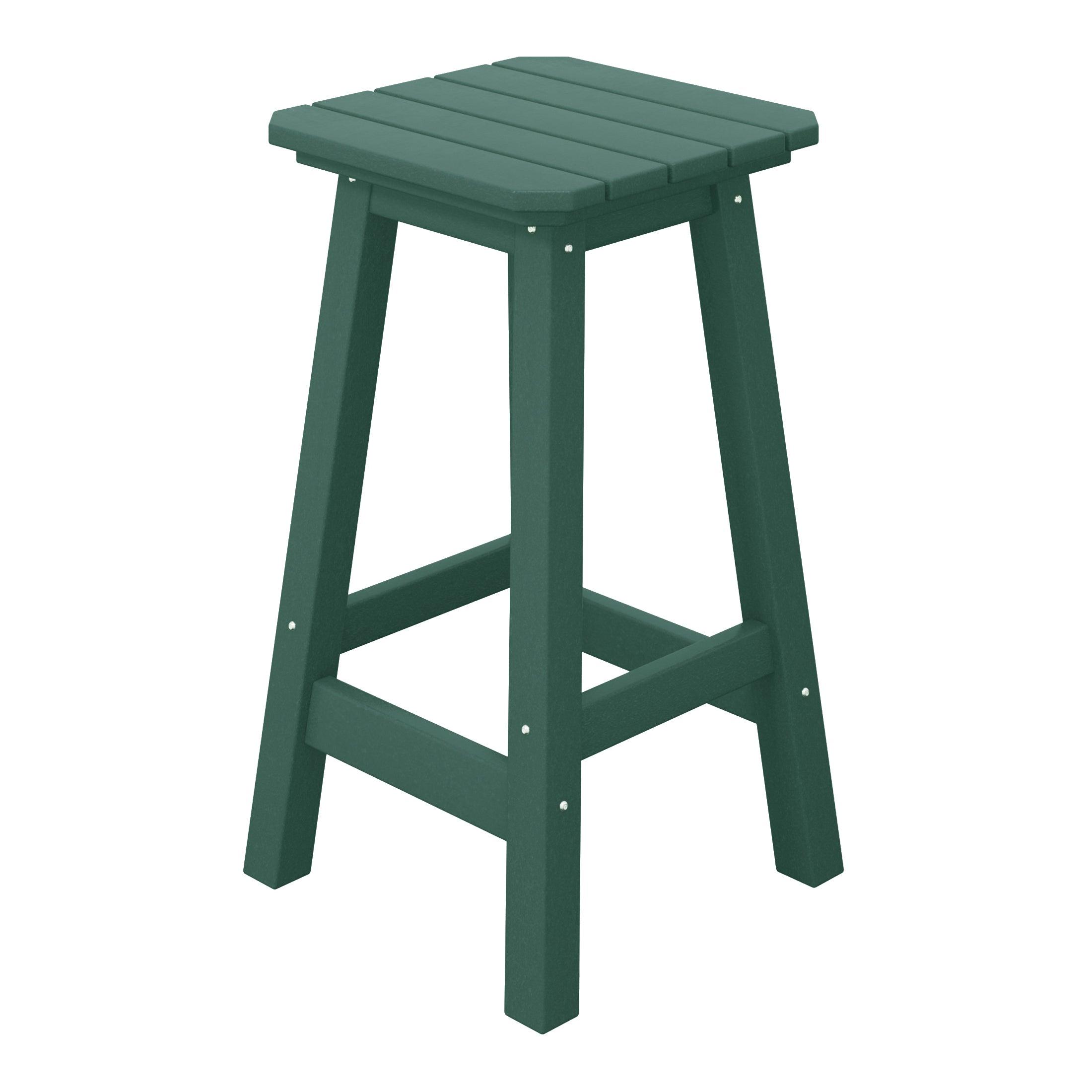 Paradise 24" Outdoor Patio HDPE Square Counter High Backless Bar Stool - Costaelm