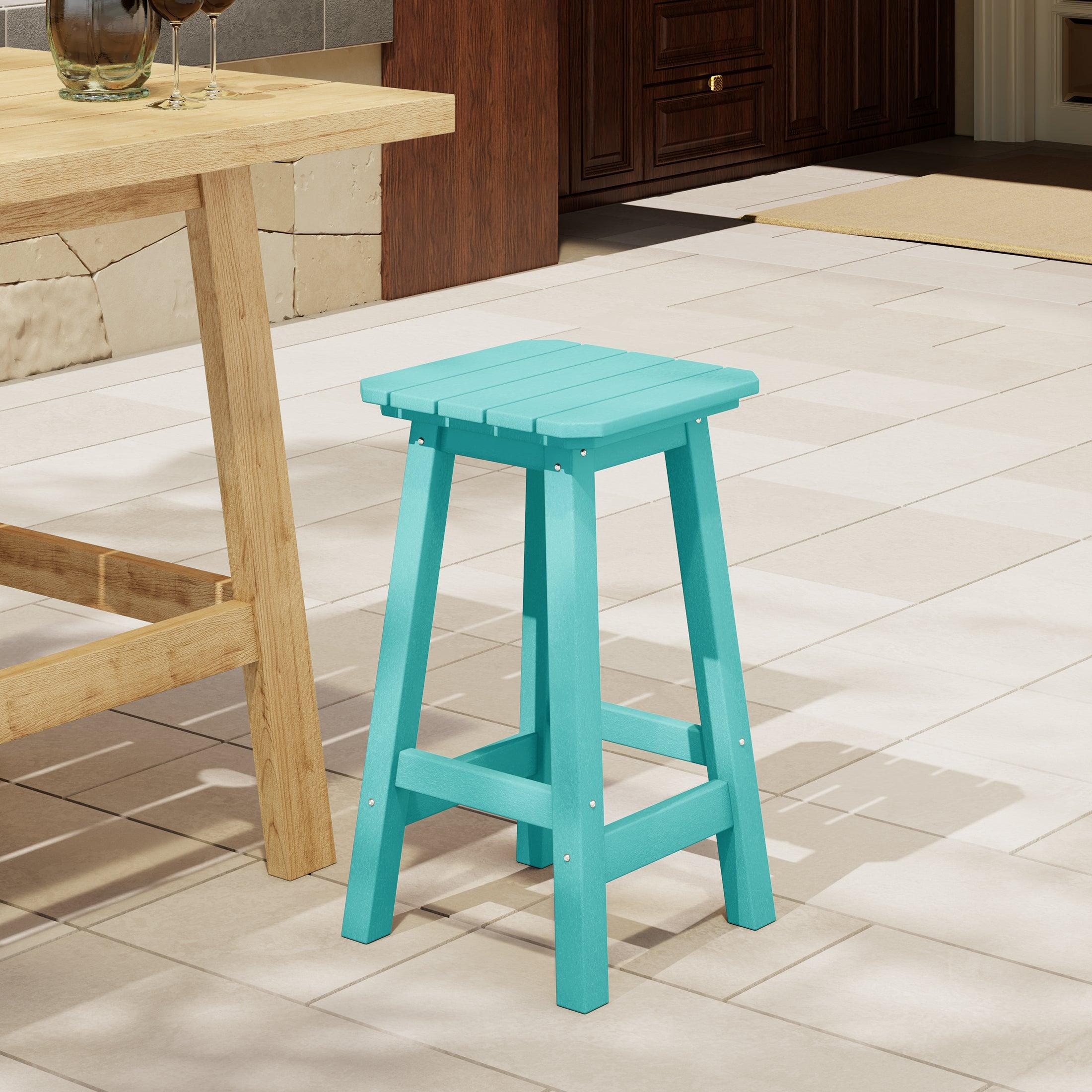 Paradise 24" Outdoor Patio HDPE Square Counter High Backless Bar Stool - Costaelm