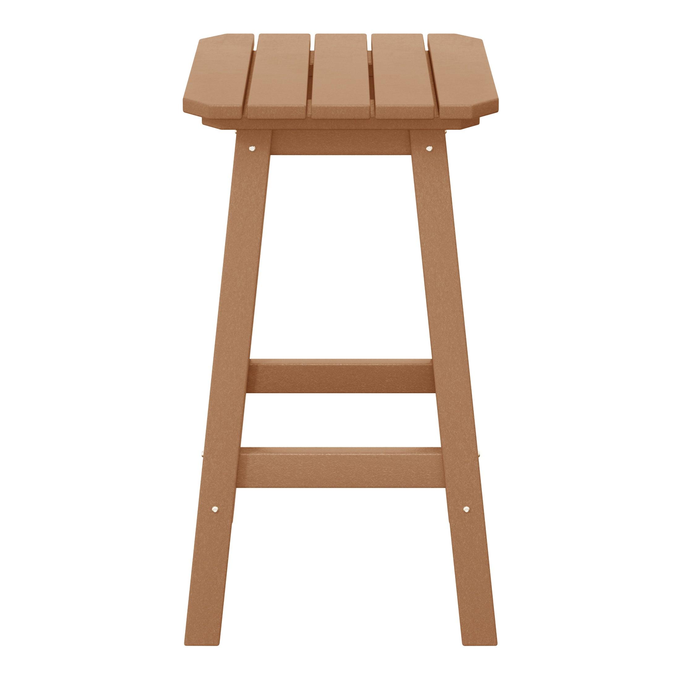 Paradise 24" Outdoor Patio HDPE Square Counter High Backless Bar Stool - Costaelm