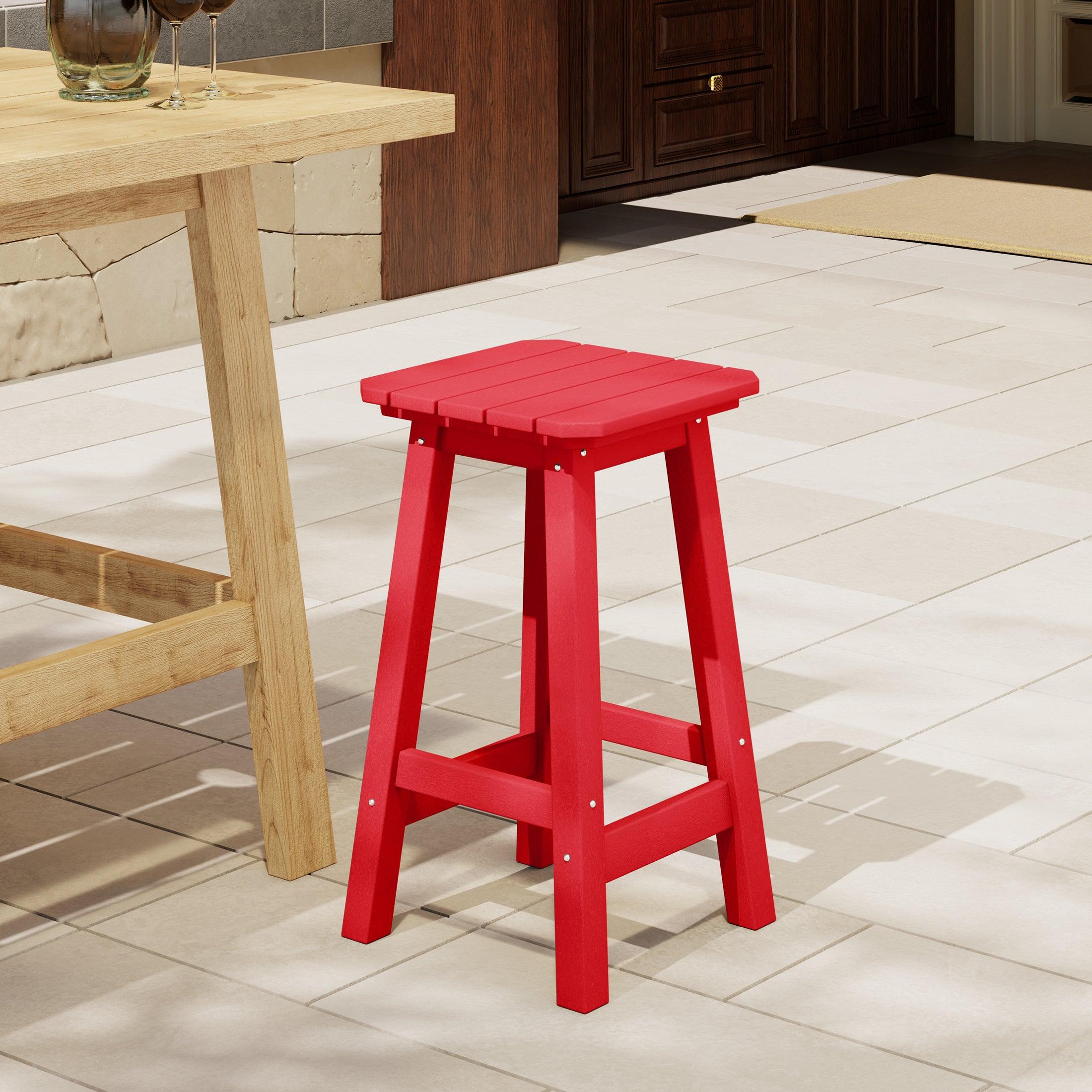 Paradise 24" Outdoor Patio HDPE Square Counter High Backless Bar Stool - Costaelm