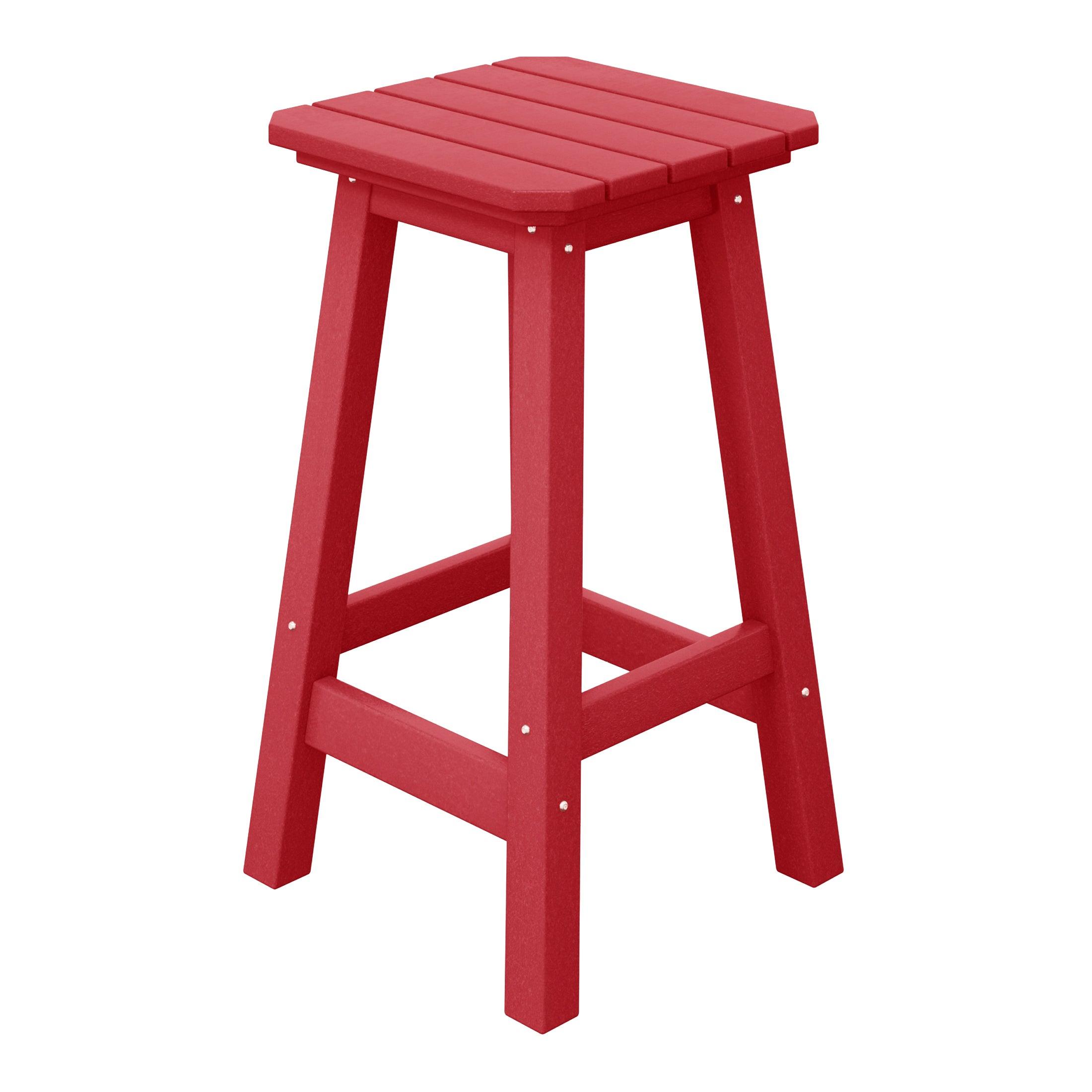 Paradise 24" Outdoor Patio HDPE Square Counter High Backless Bar Stool - Costaelm