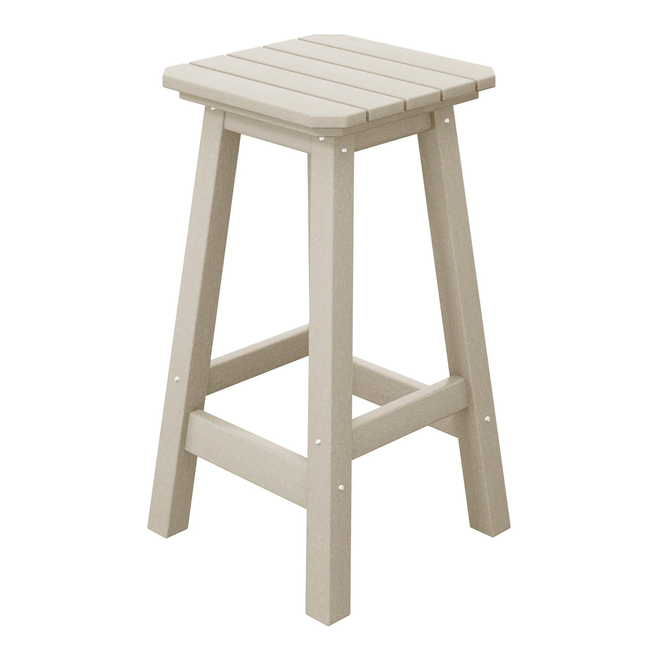 Paradise 24" Outdoor Patio HDPE Square Counter High Backless Bar Stool - Costaelm