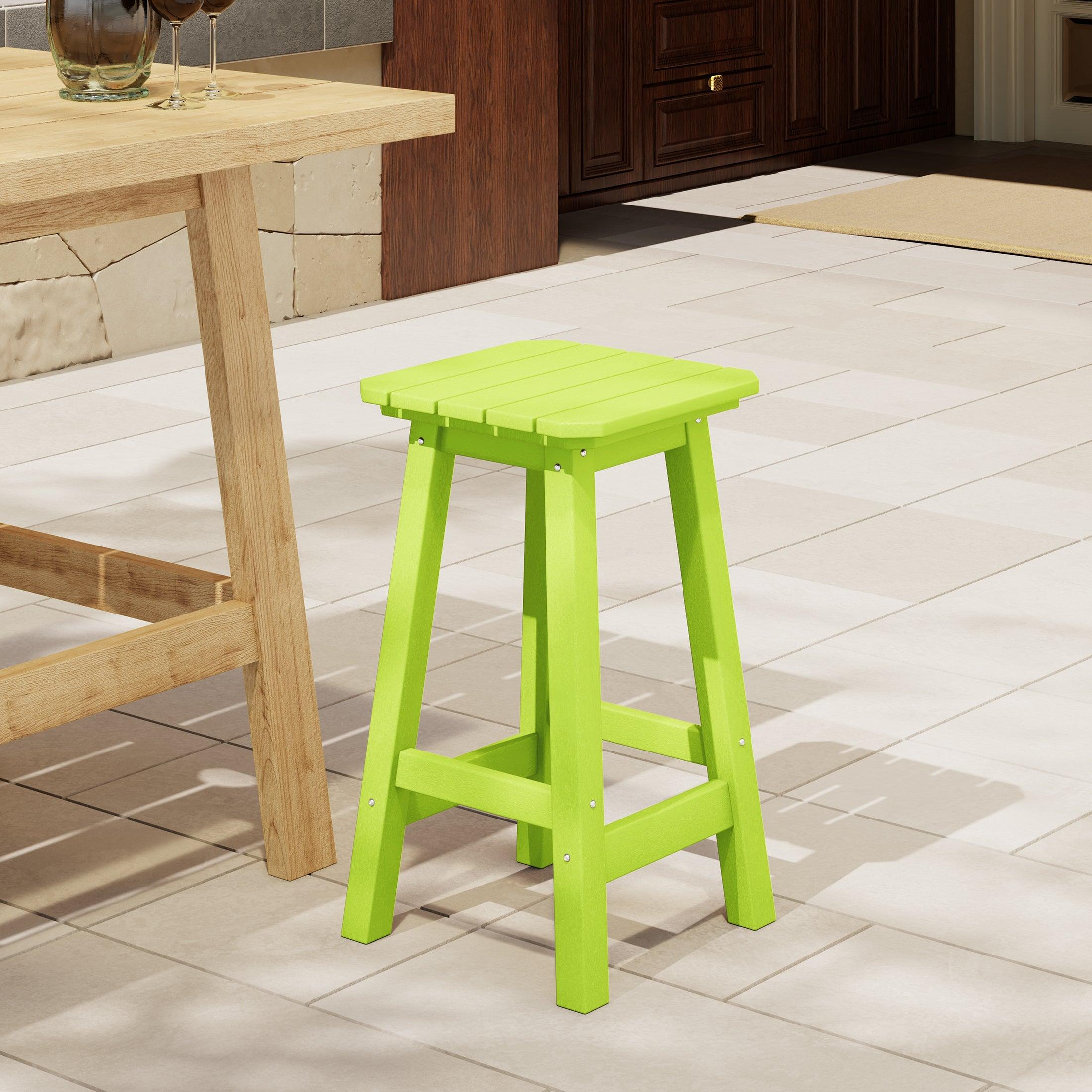 Paradise 24" Outdoor Patio HDPE Square Counter High Backless Bar Stool - Costaelm