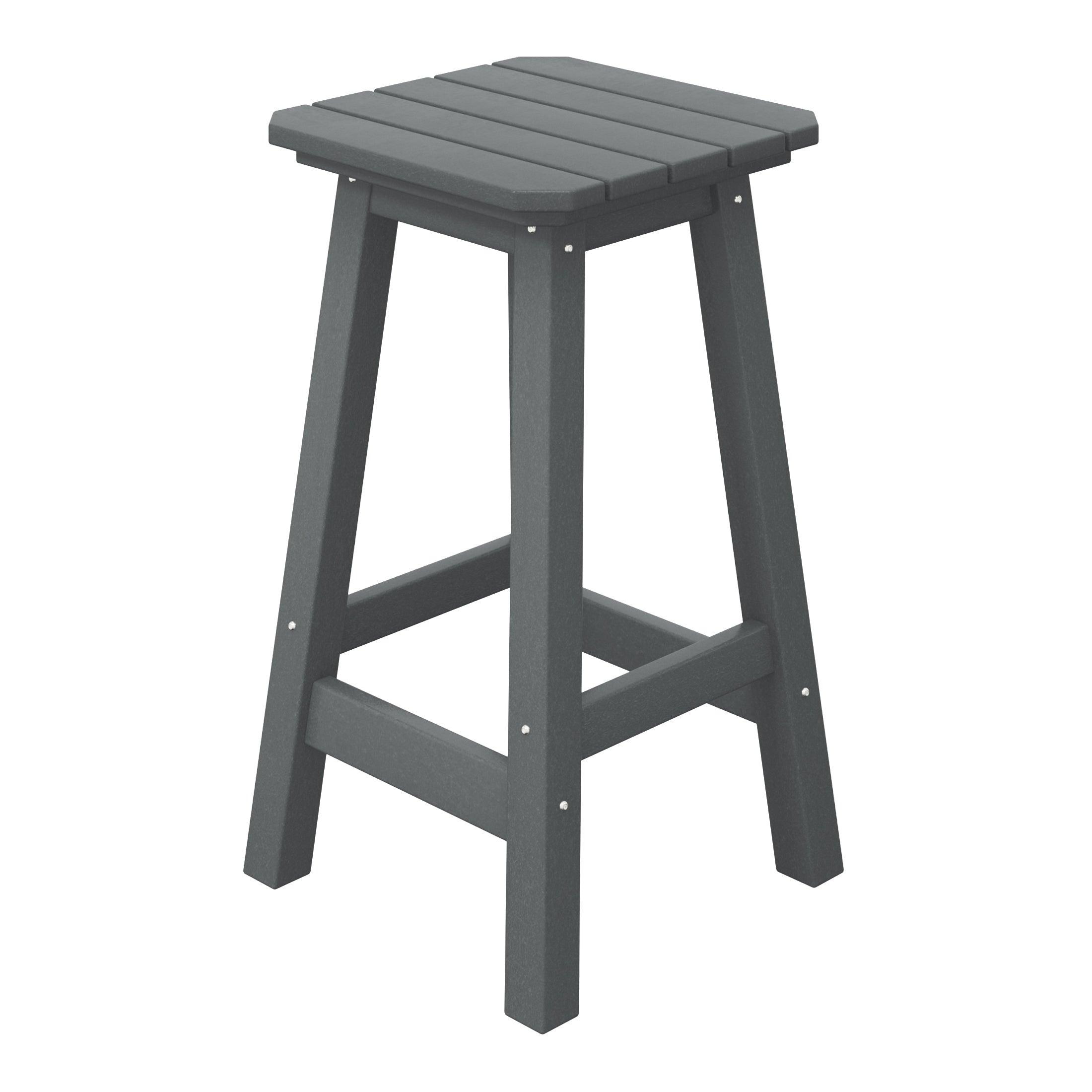 Paradise 24" Outdoor Patio HDPE Square Counter High Backless Bar Stool - Costaelm