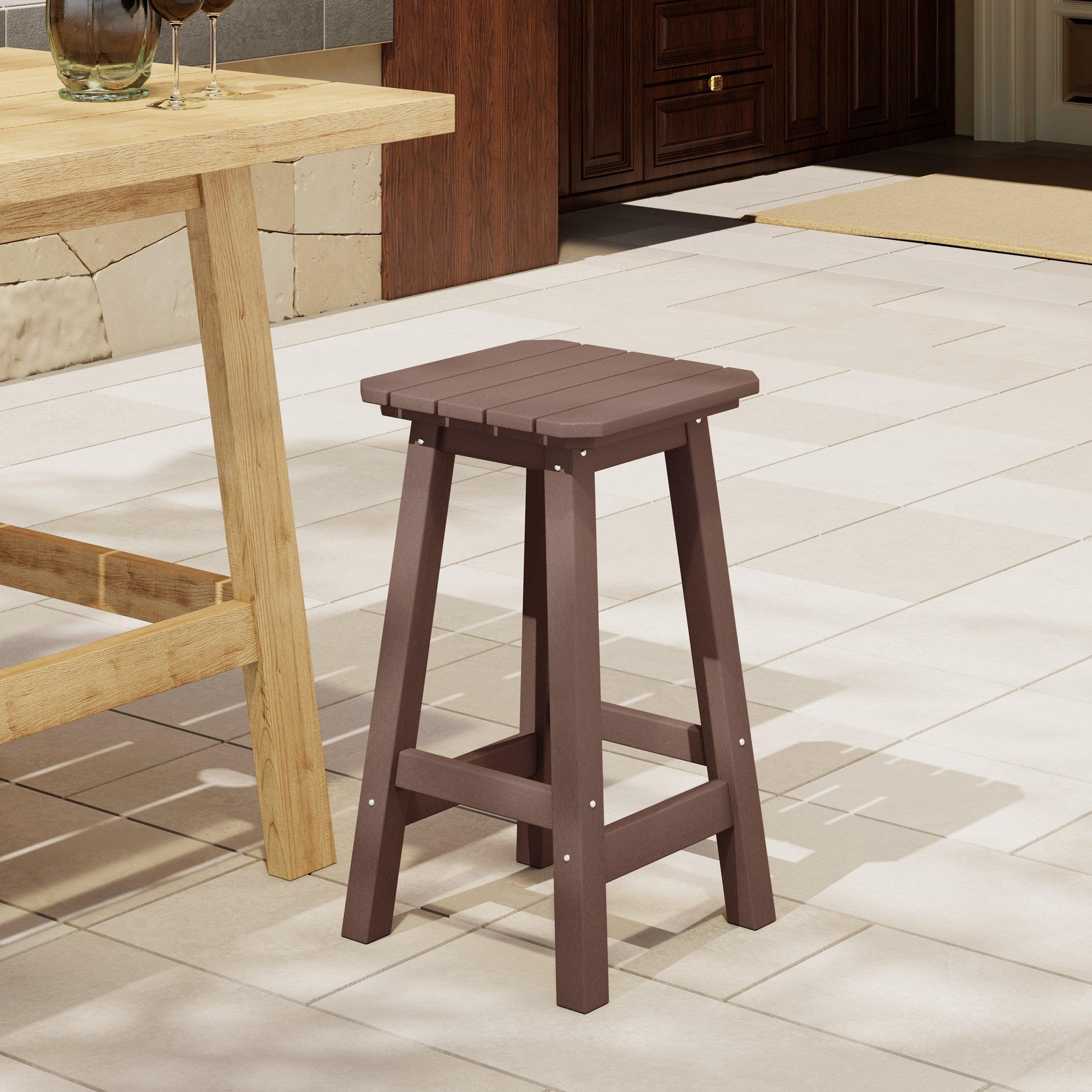 Paradise 24" Outdoor Patio HDPE Square Counter High Backless Bar Stool - Costaelm