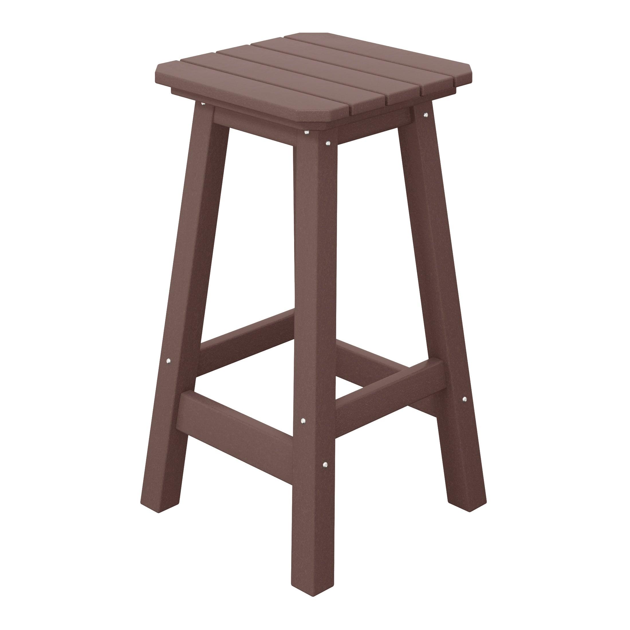 Paradise 24" Outdoor Patio HDPE Square Counter High Backless Bar Stool - Costaelm