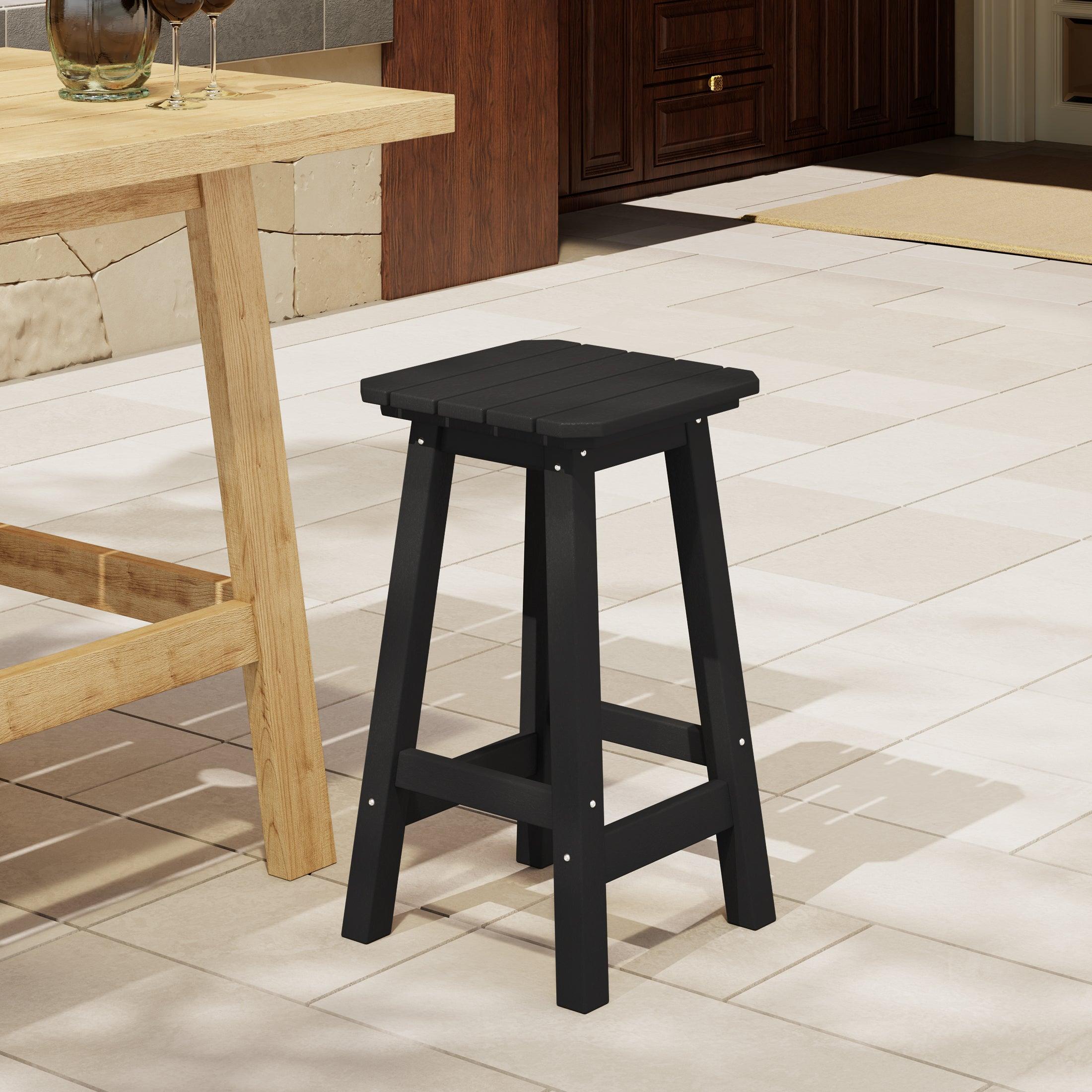 Paradise 24" Outdoor Patio HDPE Square Counter High Backless Bar Stool - Costaelm