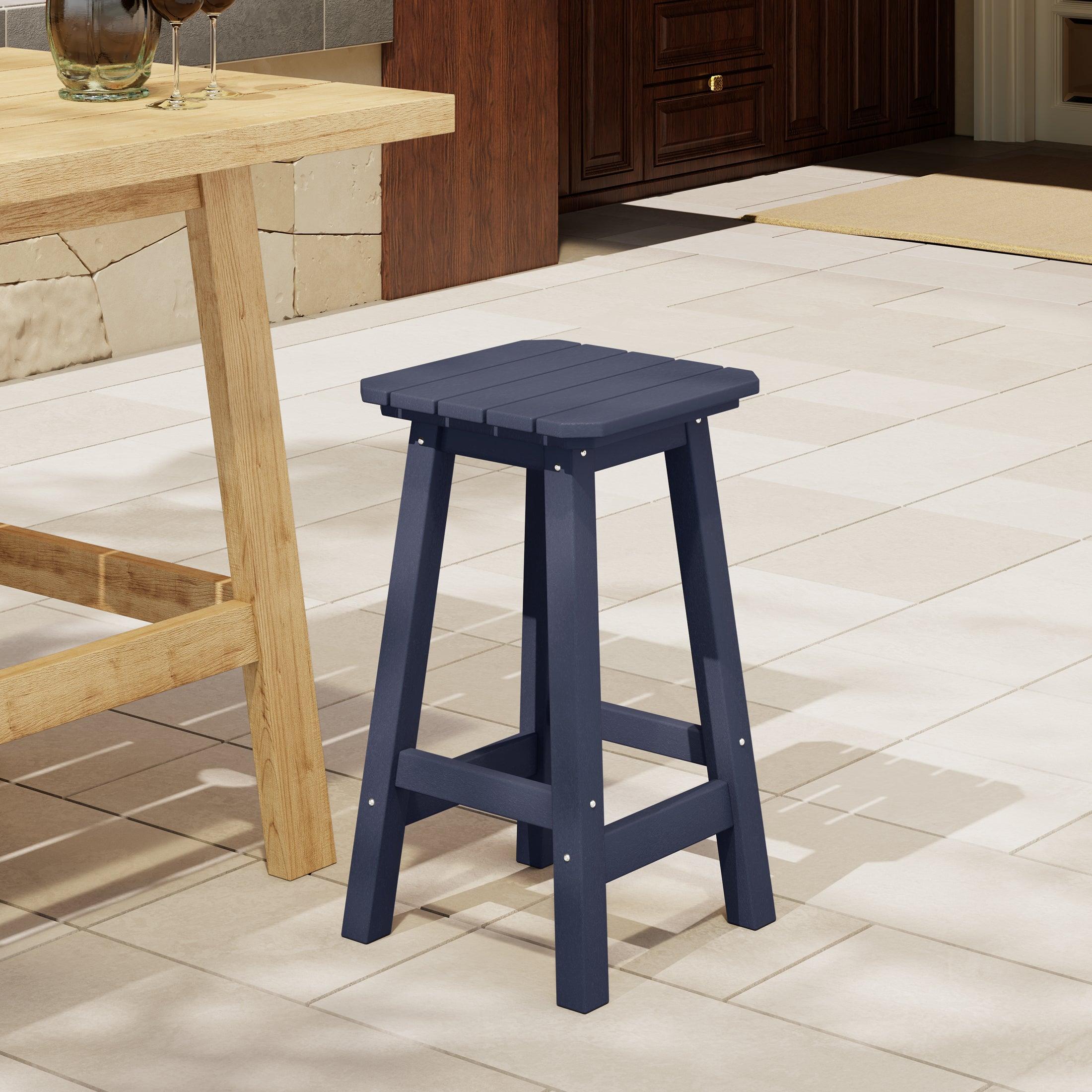 Paradise 24" Outdoor Patio HDPE Square Counter High Backless Bar Stool - Costaelm