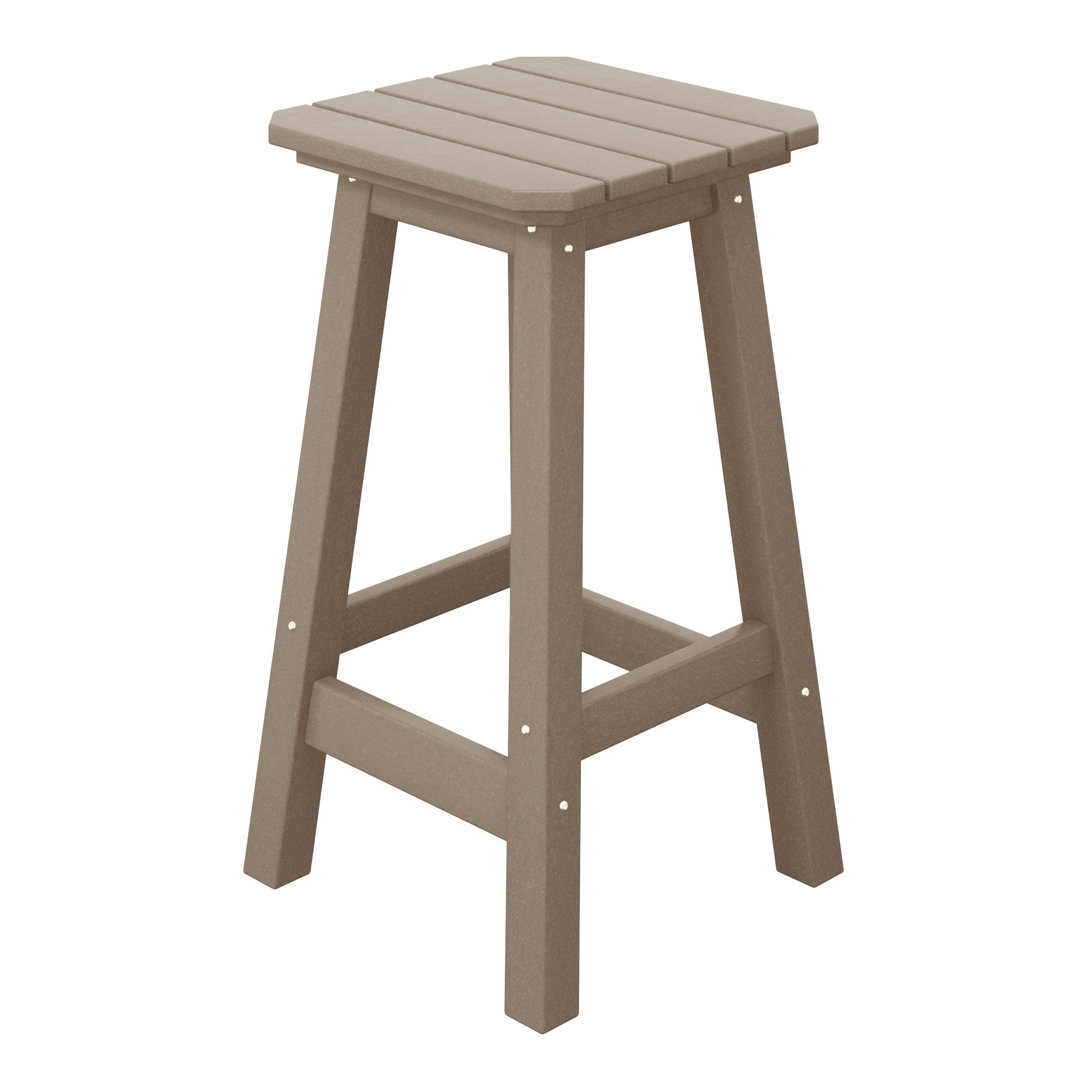 Paradise 24" Outdoor Patio HDPE Square Counter High Backless Bar Stool - Costaelm