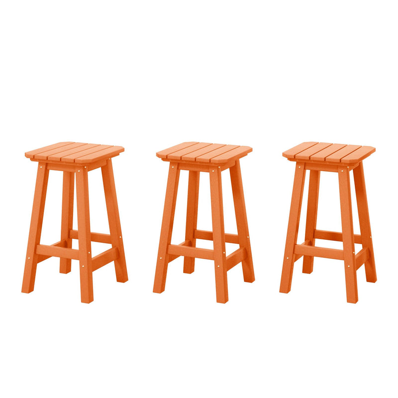 Paradise 24" Outdoor Patio HDPE Square Counter High Backless Bar Stools Set of Three - Costaelm