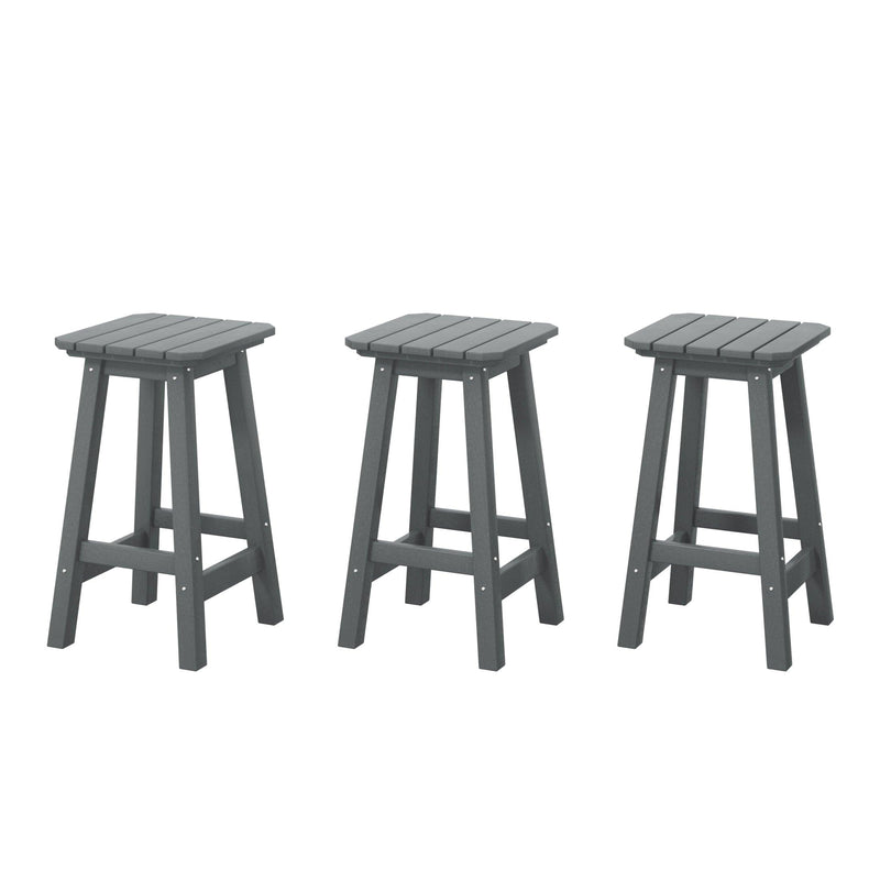 Paradise 24" Outdoor Patio HDPE Square Counter High Backless Bar Stools Set of Three - Costaelm