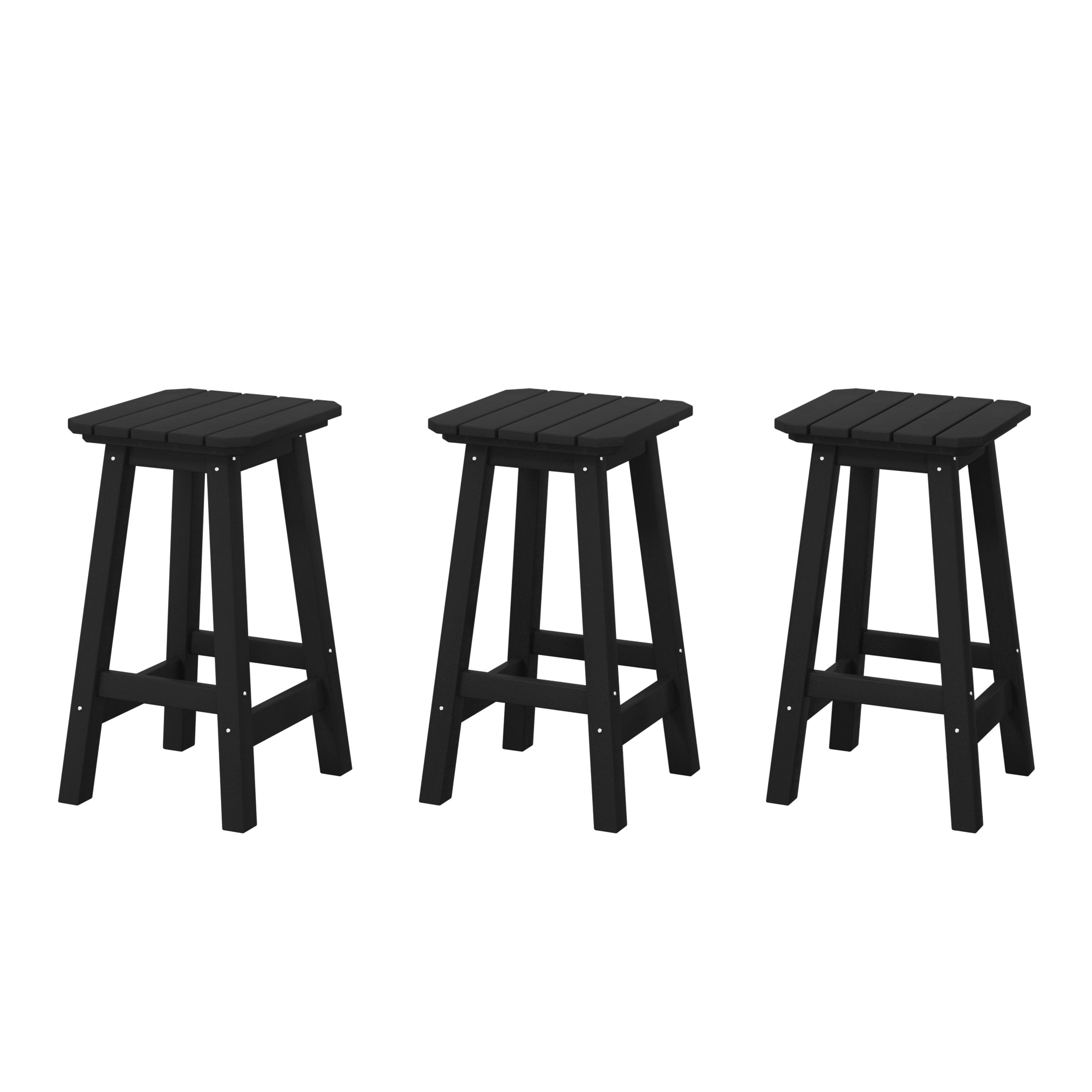 Paradise 24" Outdoor Patio HDPE Square Counter High Backless Bar Stools Set of Three