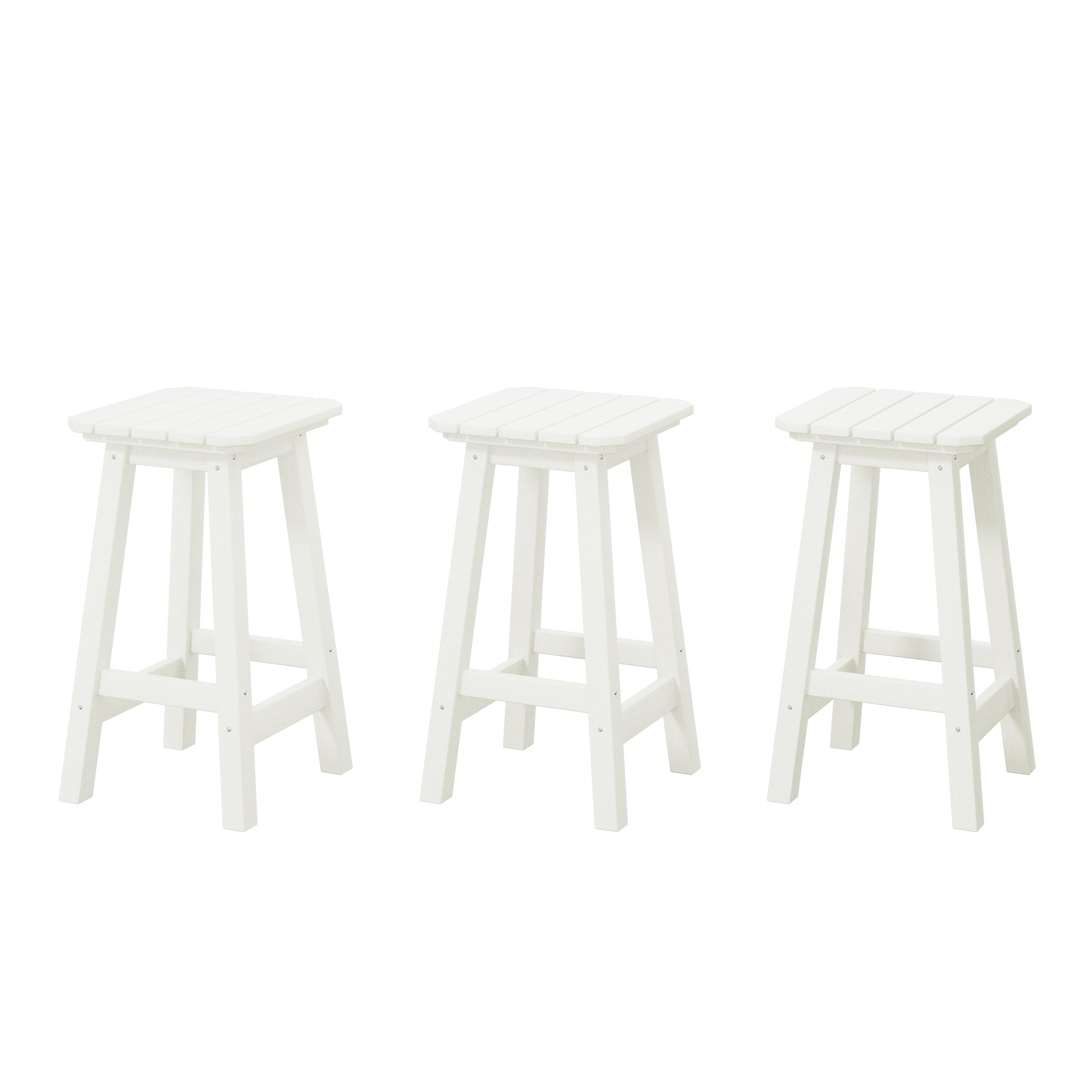 Paradise 24" Outdoor Patio HDPE Square Counter High Backless Bar Stools Set of Three