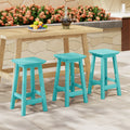 Paradise 24" Outdoor Patio HDPE Square Counter High Backless Bar Stools Set of Three