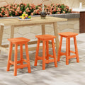 Paradise 24" Outdoor Patio HDPE Square Counter High Backless Bar Stools Set of Three - Costaelm