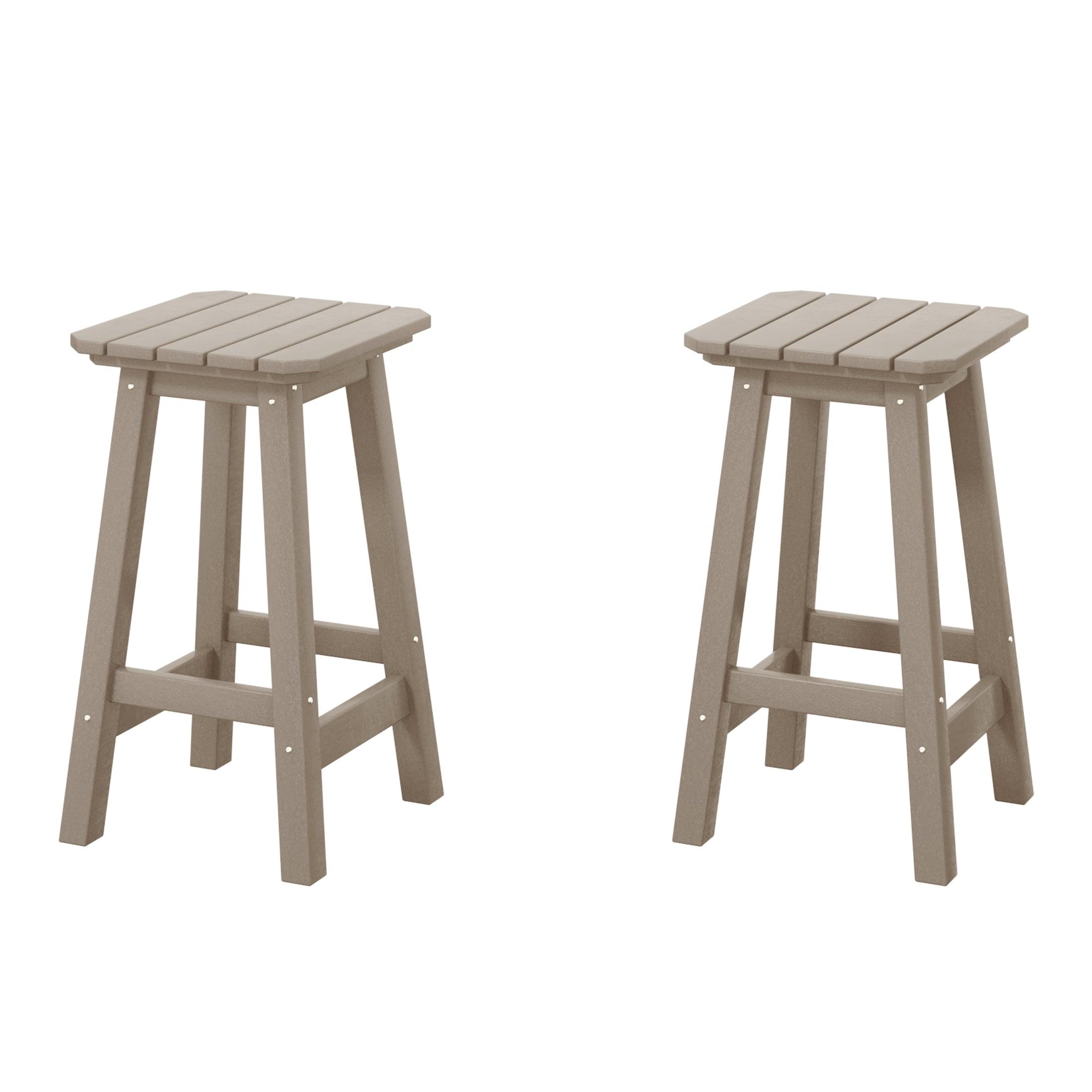 Paradise 24" Outdoor Patio HDPE Square Counter High Backless Bar Stools Set of Two - Costaelm