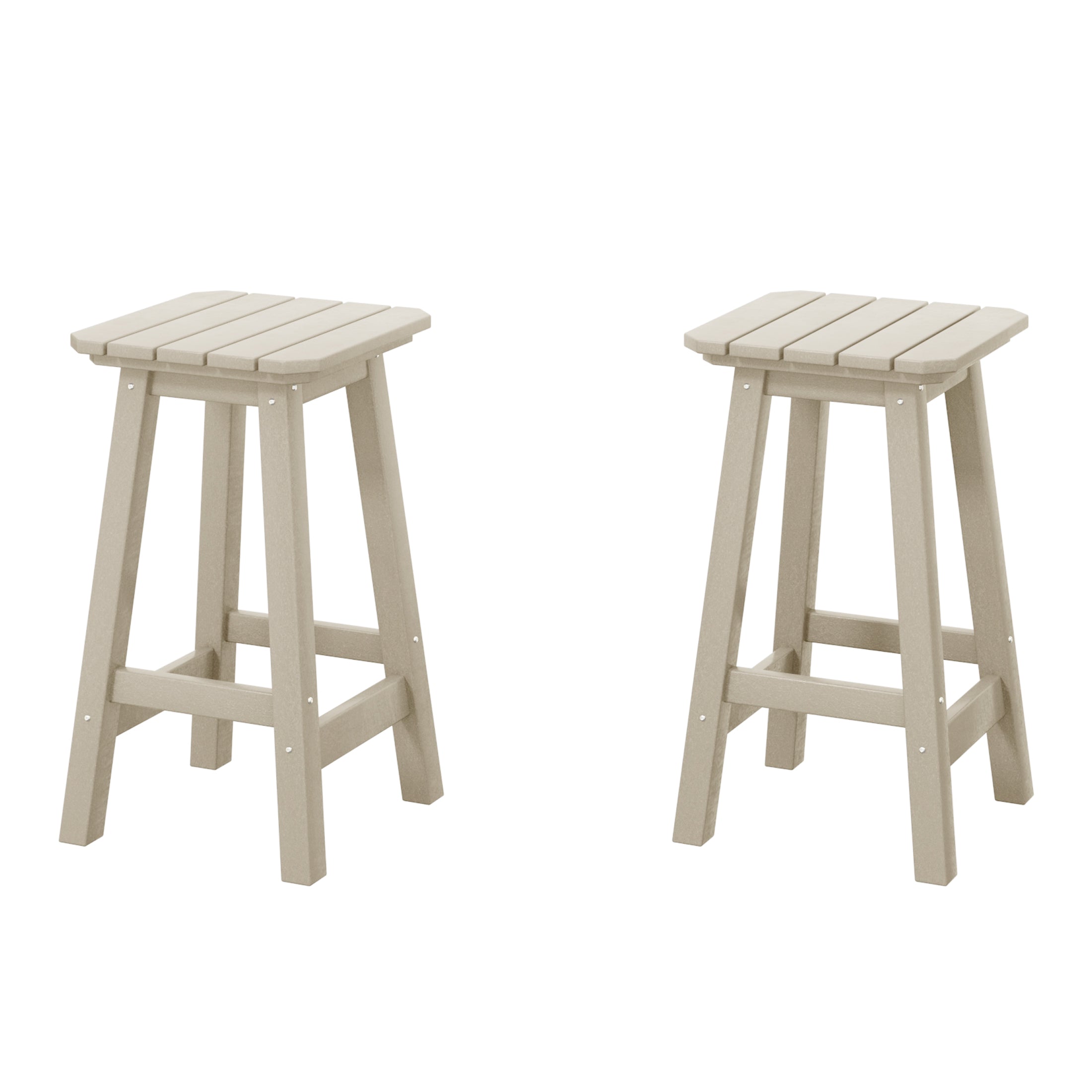 Paradise 24" Outdoor Patio HDPE Square Counter High Backless Bar Stools Set of Two