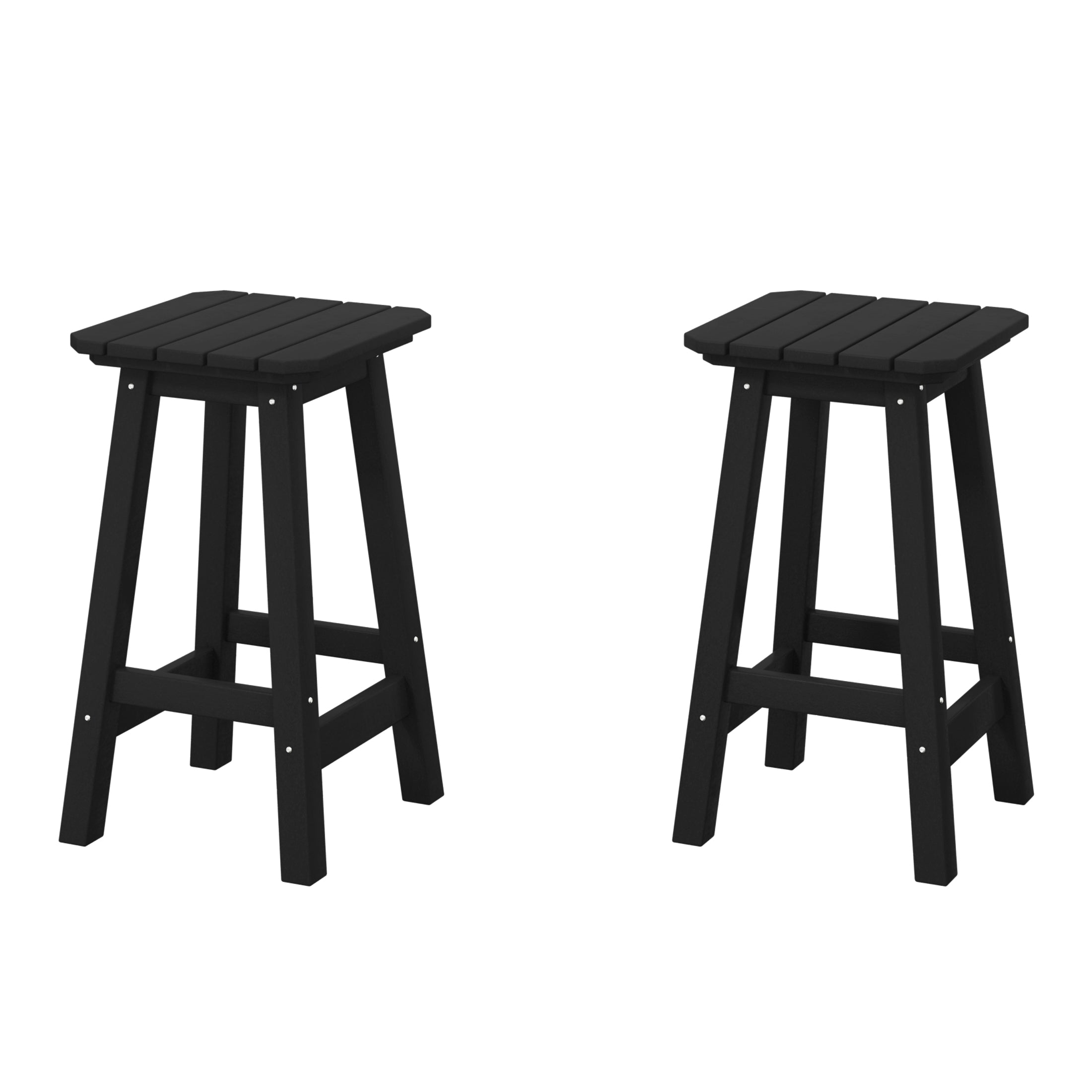 Paradise 24" Outdoor Patio HDPE Square Counter High Backless Bar Stools Set of Two