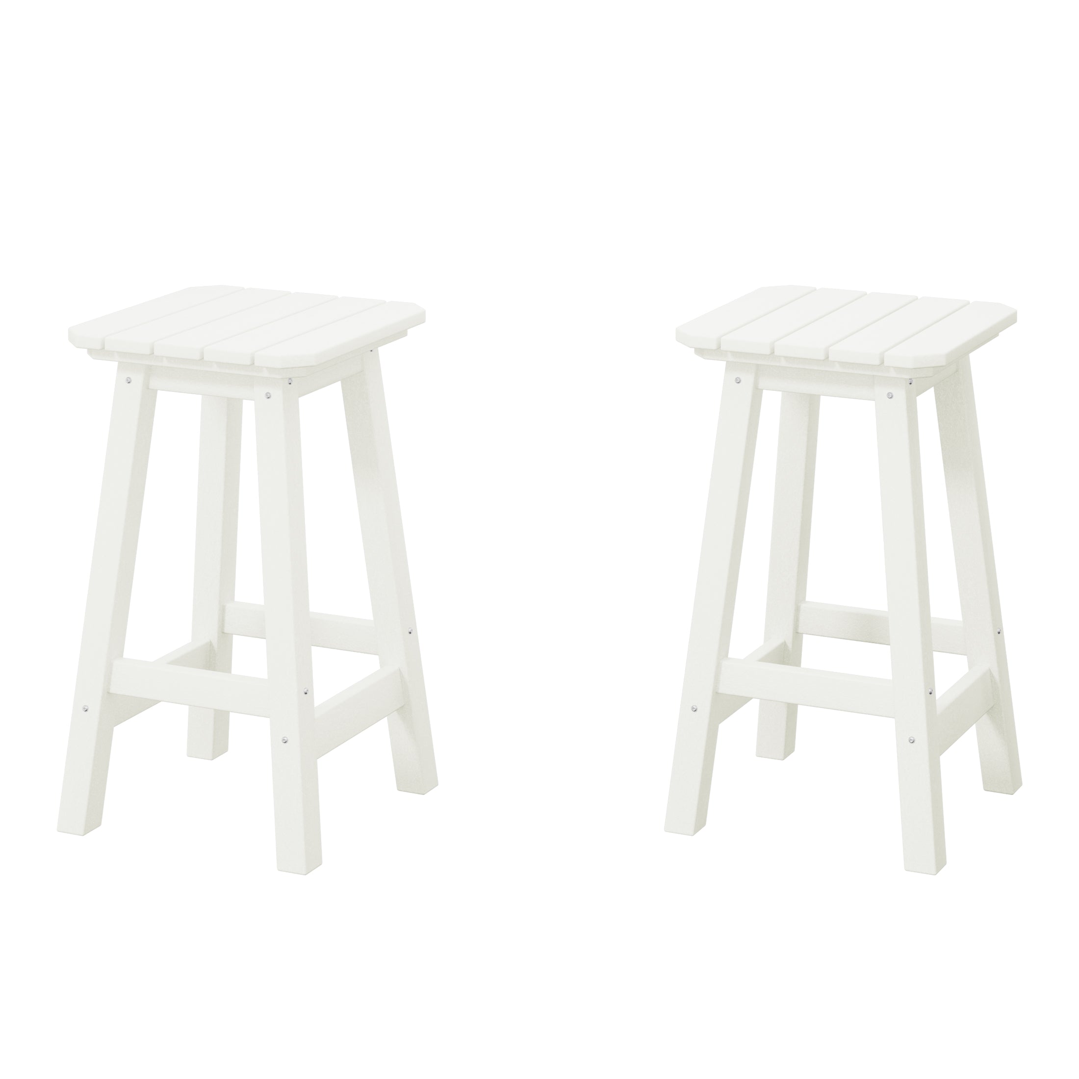 Paradise 24" Outdoor Patio HDPE Square Counter High Backless Bar Stools Set of Two