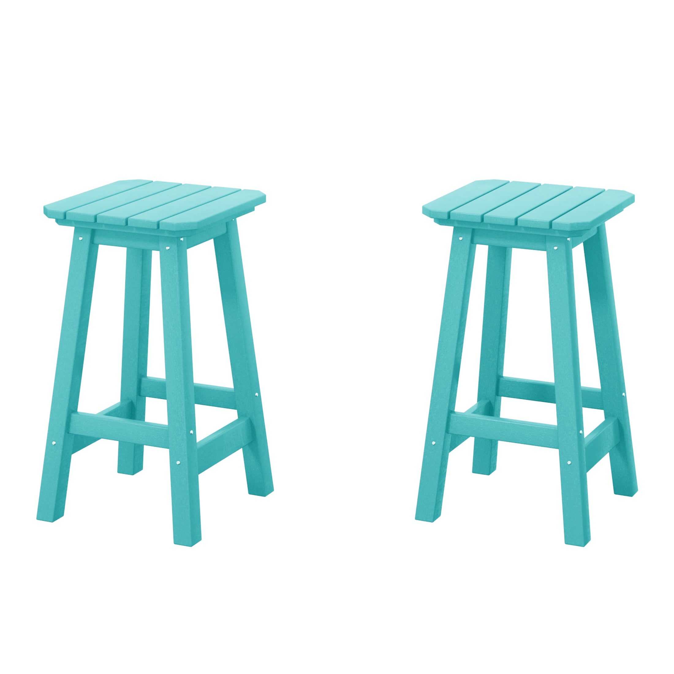 Paradise 24" Outdoor Patio HDPE Square Counter High Backless Bar Stools Set of Two