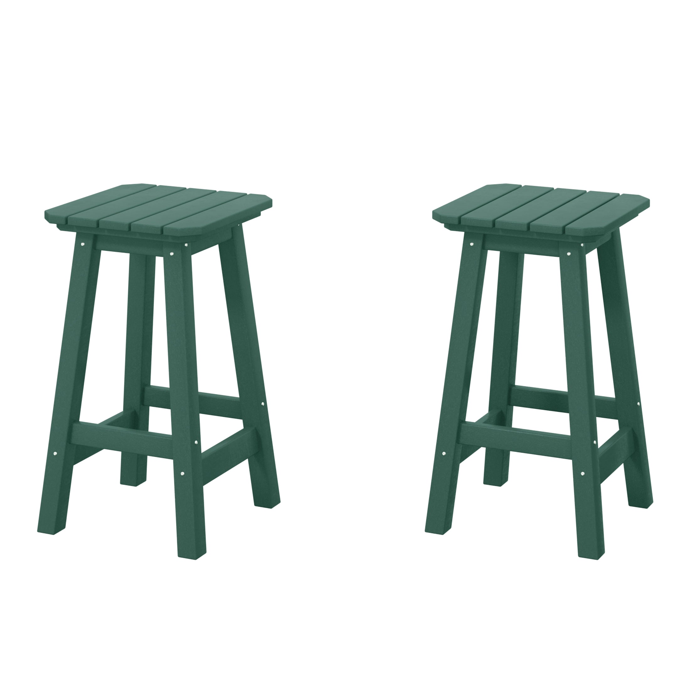 Paradise 24" Outdoor Patio HDPE Square Counter High Backless Bar Stools Set of Two