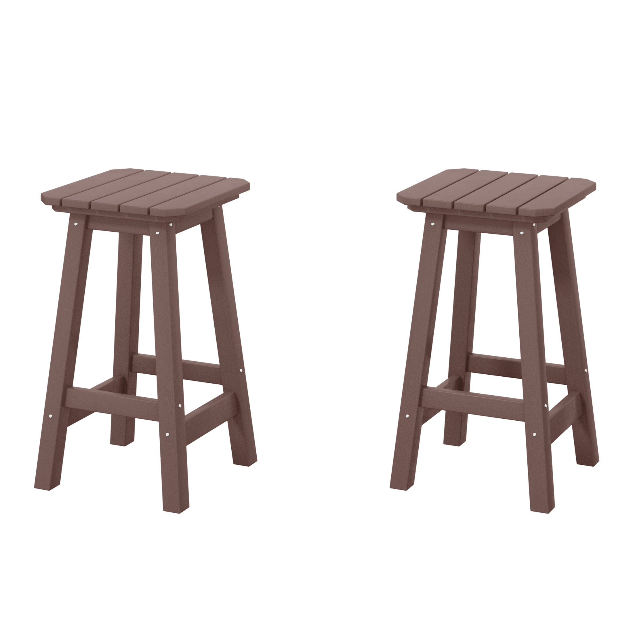 Paradise 24" Outdoor Patio HDPE Square Counter High Backless Bar Stools Set of Two