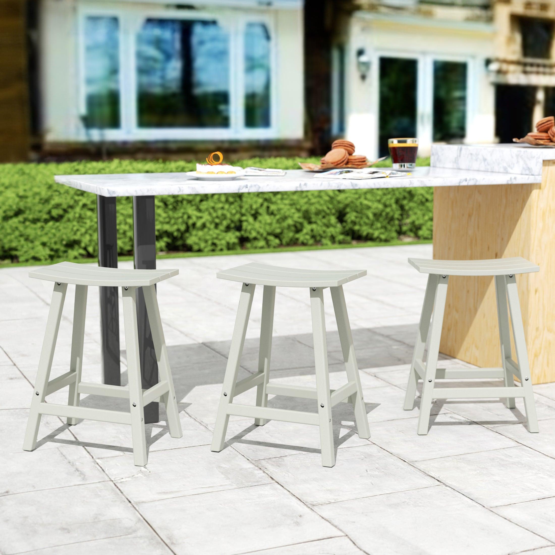 Paradise 24" Poly Outdoor Patio Counter Stool (Set of 3) - Costaelm