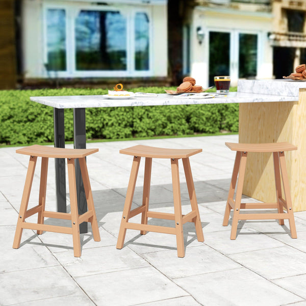 Paradise 24" Poly Outdoor Patio Counter Stool (Set of 3) - Costaelm