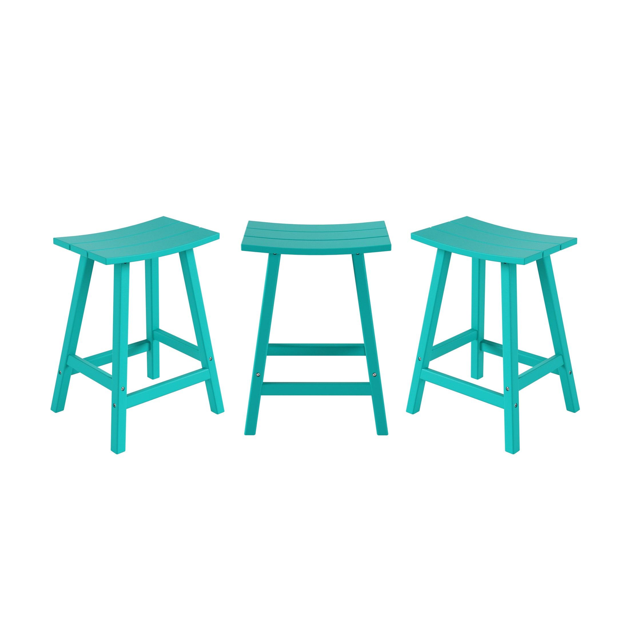 Paradise 24" Poly Outdoor Patio Counter Stool (Set of 3) - Costaelm