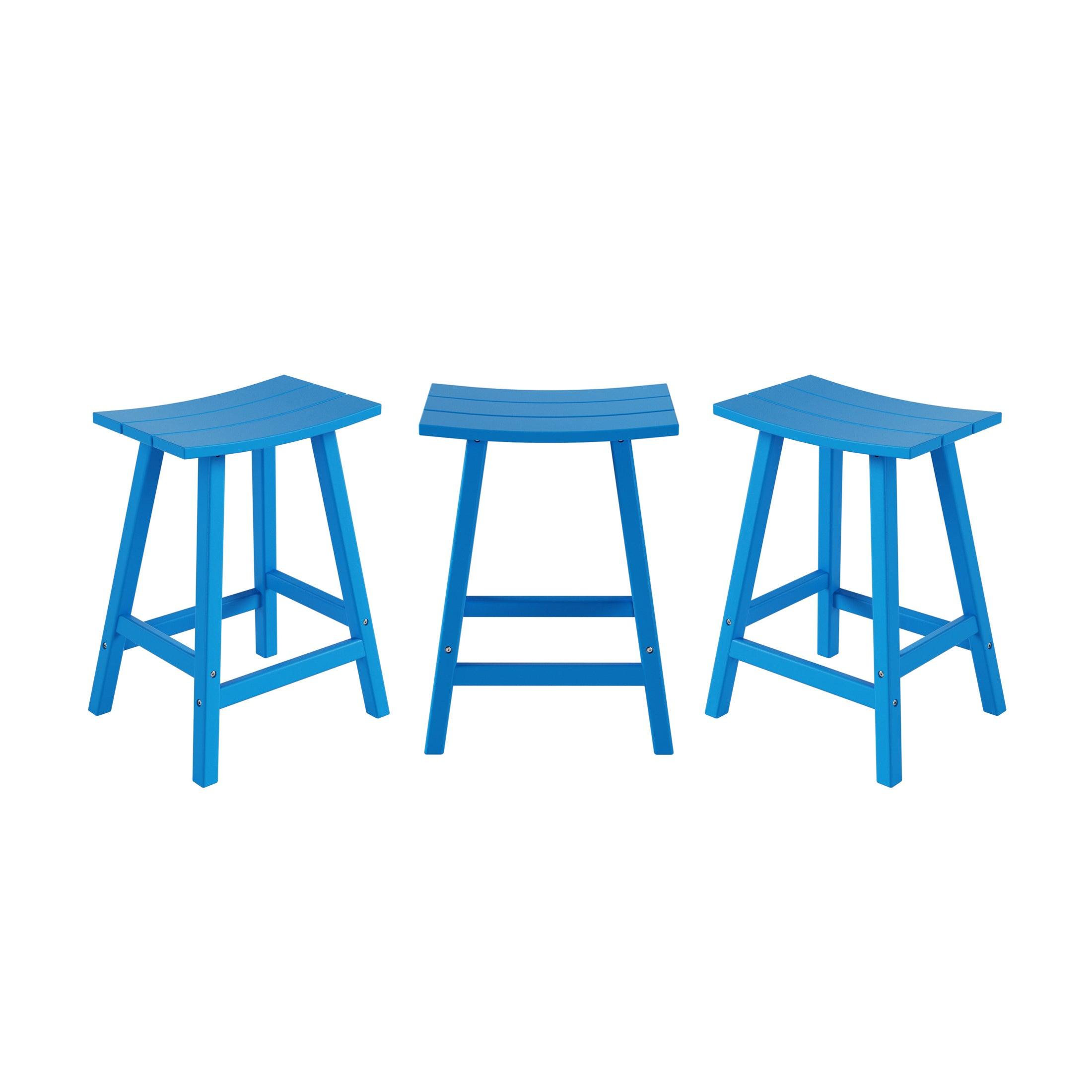 Paradise 24" Poly Outdoor Patio Counter Stool (Set of 3) - Costaelm