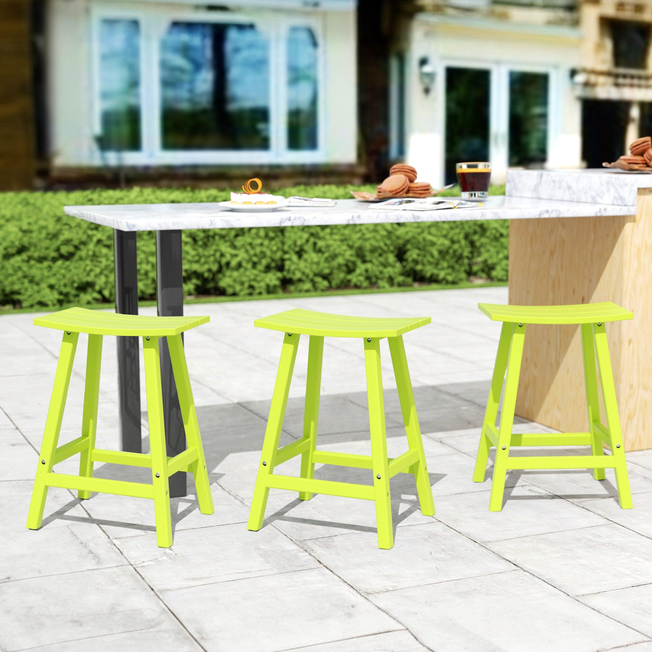 Paradise 24" Poly Outdoor Patio Counter Stool (Set of 3) - Costaelm