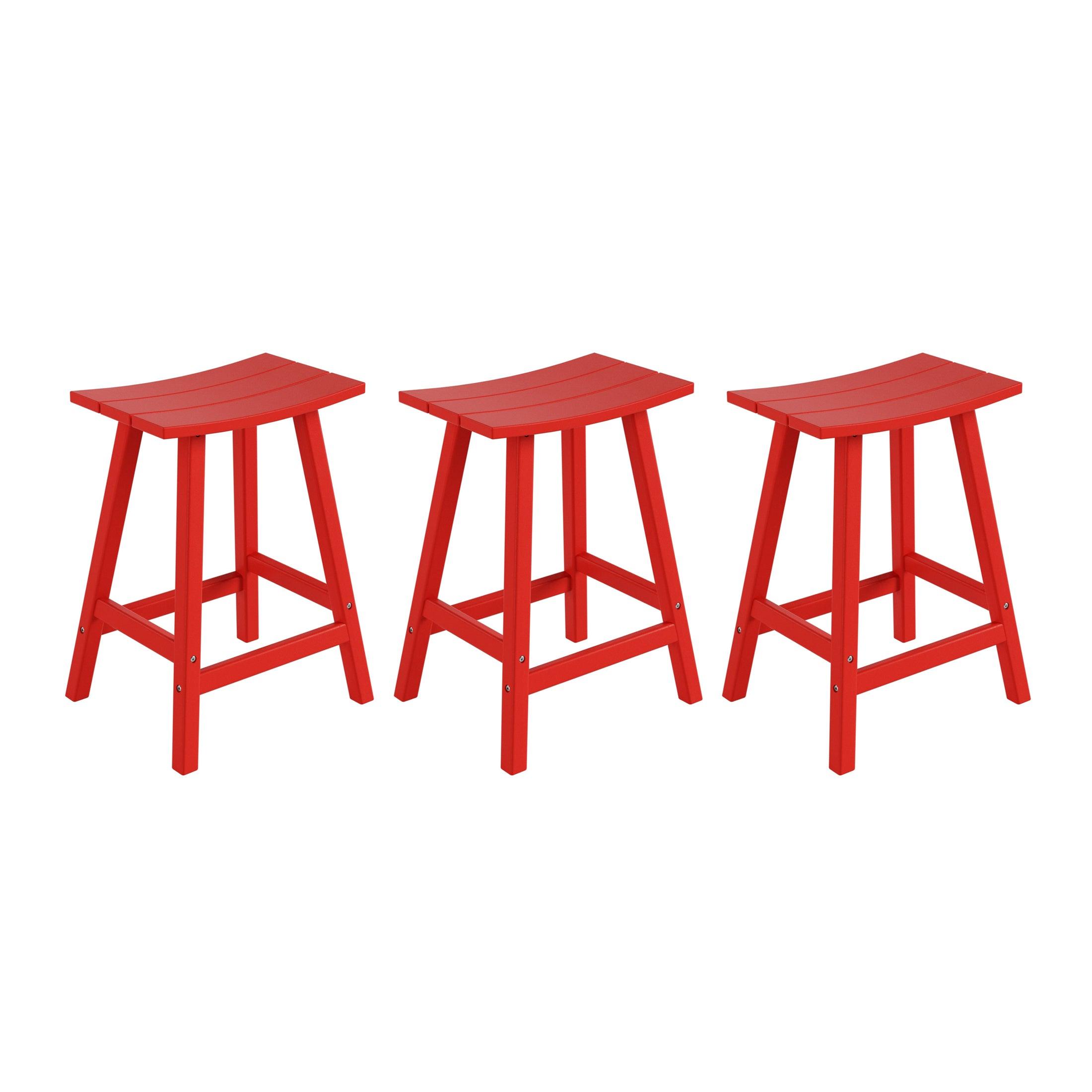 Paradise 24" Poly Outdoor Patio Counter Stool (Set of 3) - Costaelm