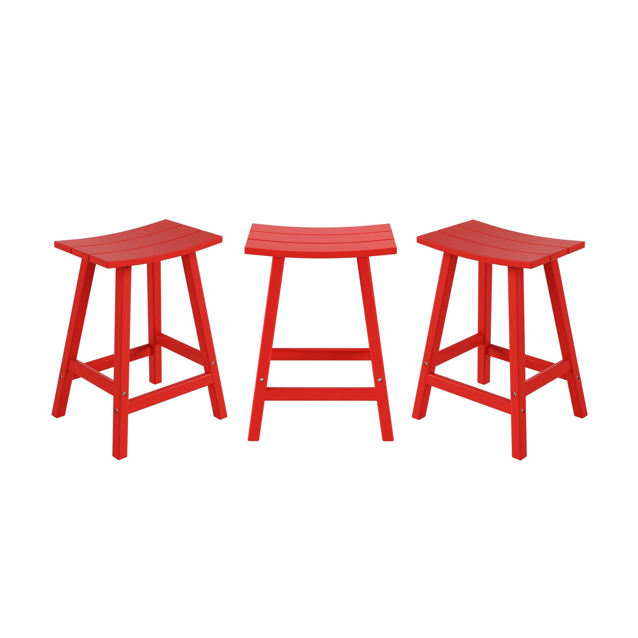 Paradise 24" Poly Outdoor Patio Counter Stool (Set of 3) - Costaelm