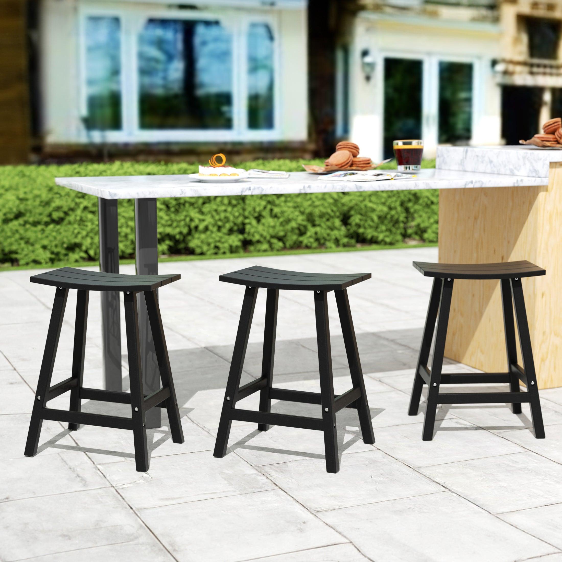 Paradise 24" Poly Outdoor Patio Counter Stool (Set of 3) - Costaelm