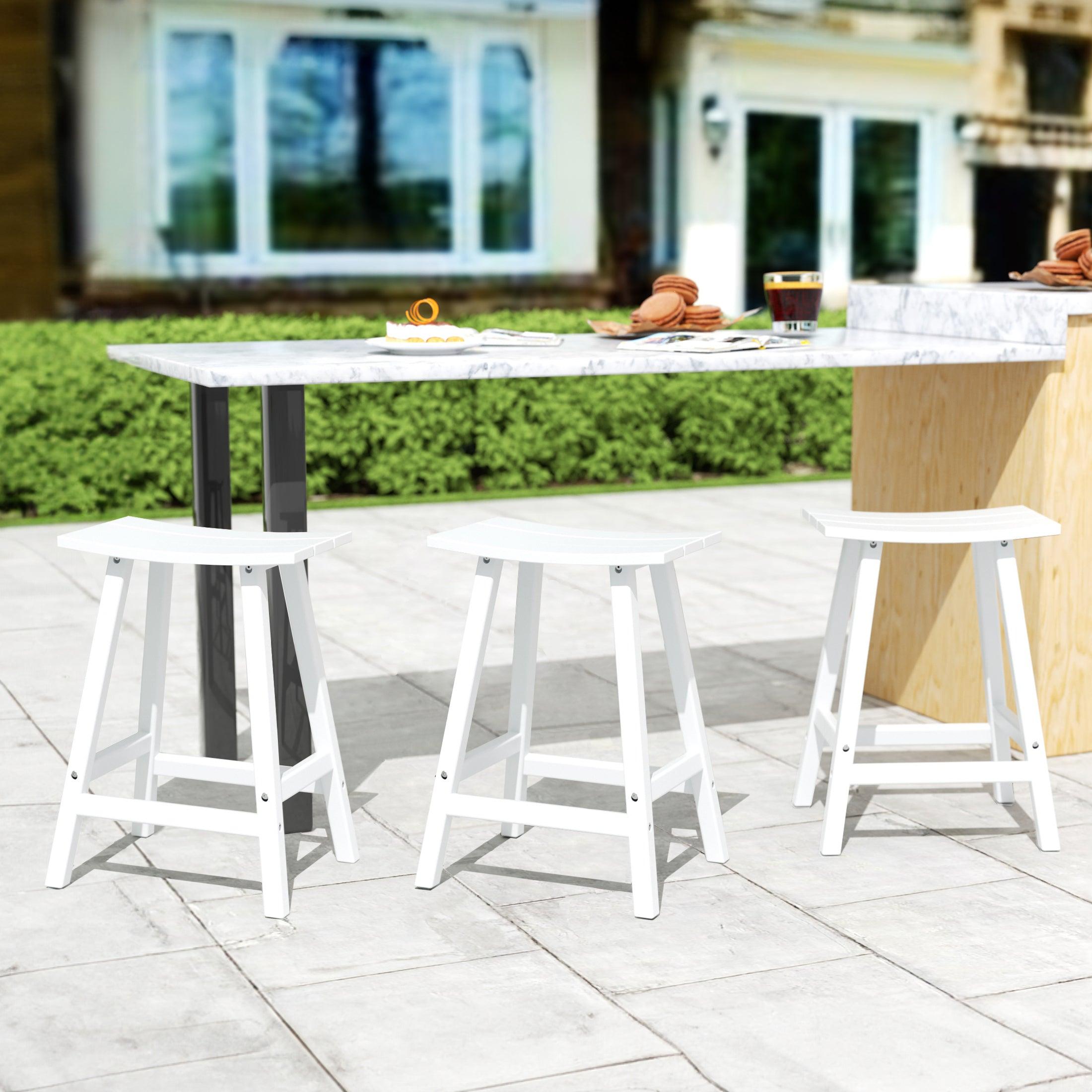 Paradise 24" Poly Outdoor Patio Counter Stool (Set of 3) - Costaelm