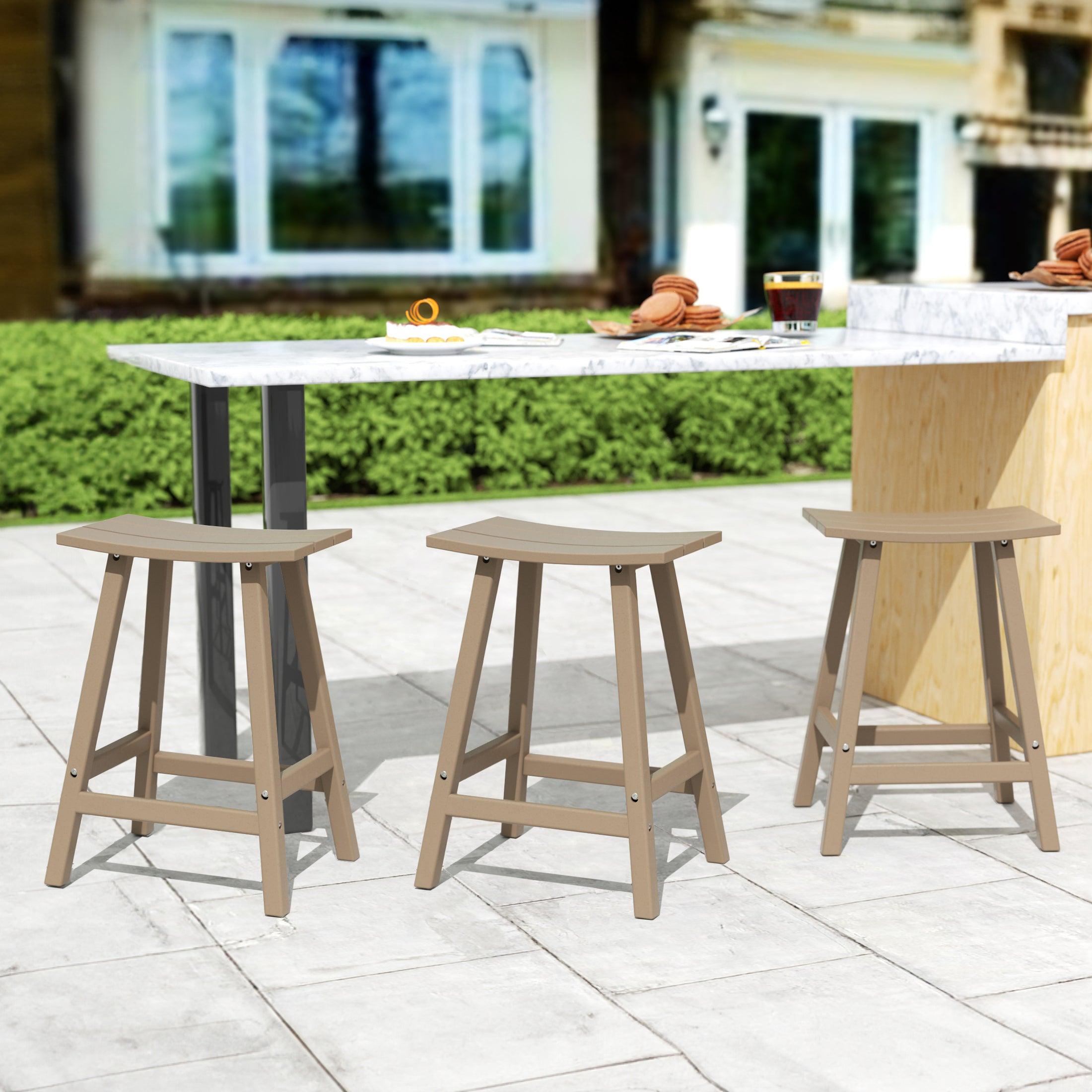 Paradise 24" Poly Outdoor Patio Counter Stool (Set of 3) - Costaelm