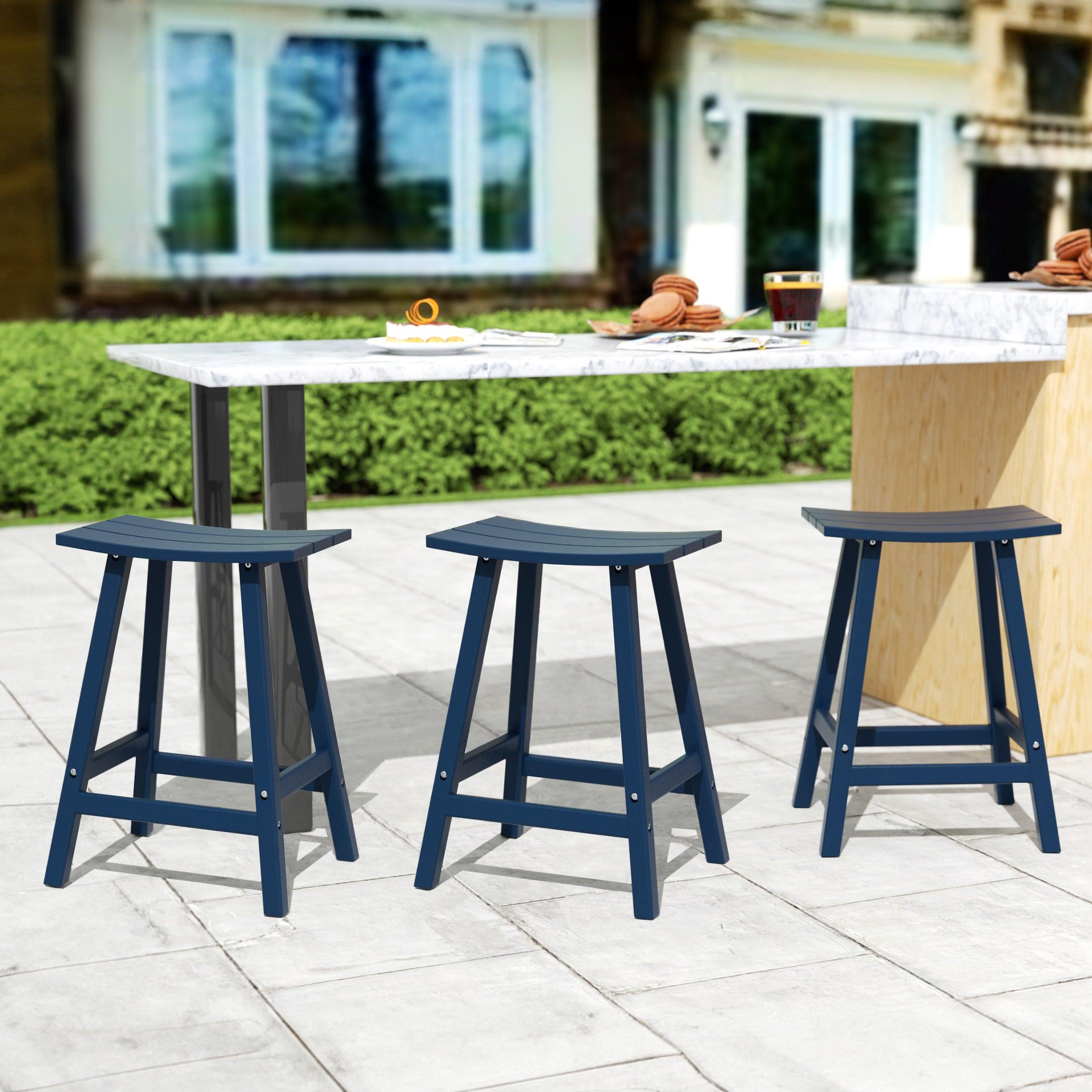 Paradise 24" Poly Outdoor Patio Counter Stool (Set of 3) - Costaelm