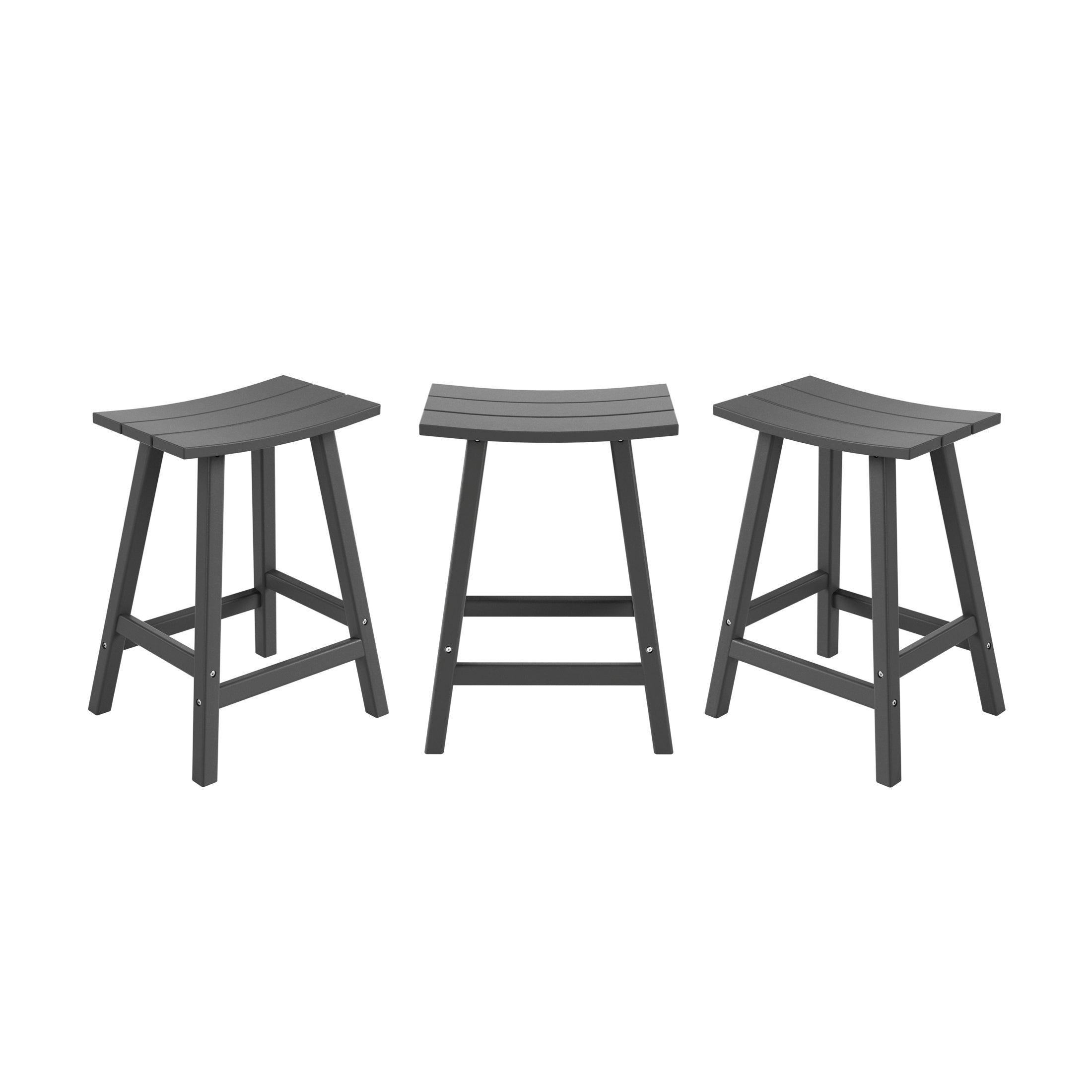 Paradise 24" Poly Outdoor Patio Counter Stool (Set of 3) - Costaelm