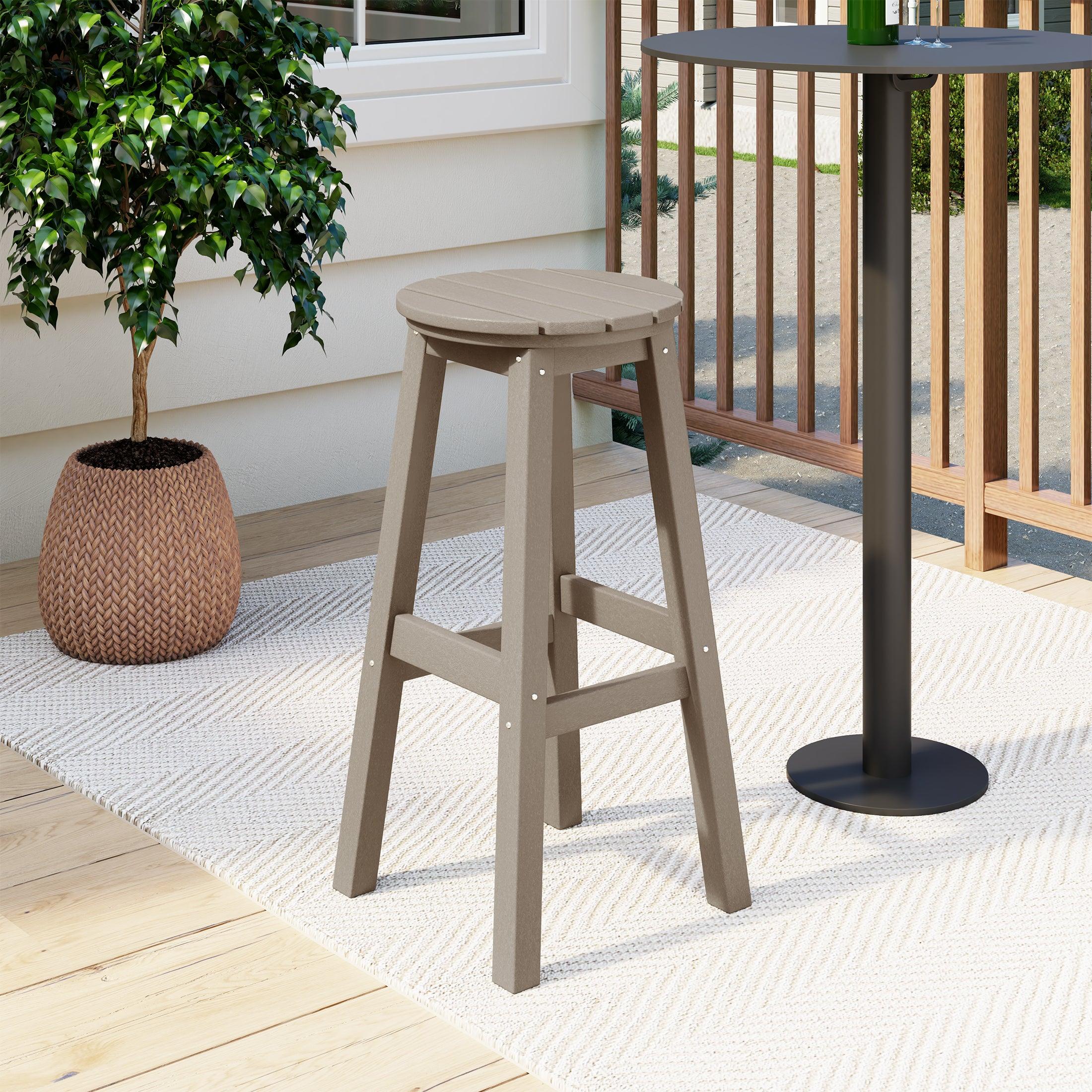 Paradise 29" HDPE Round Outdoor Patio Bar Stool - Costaelm