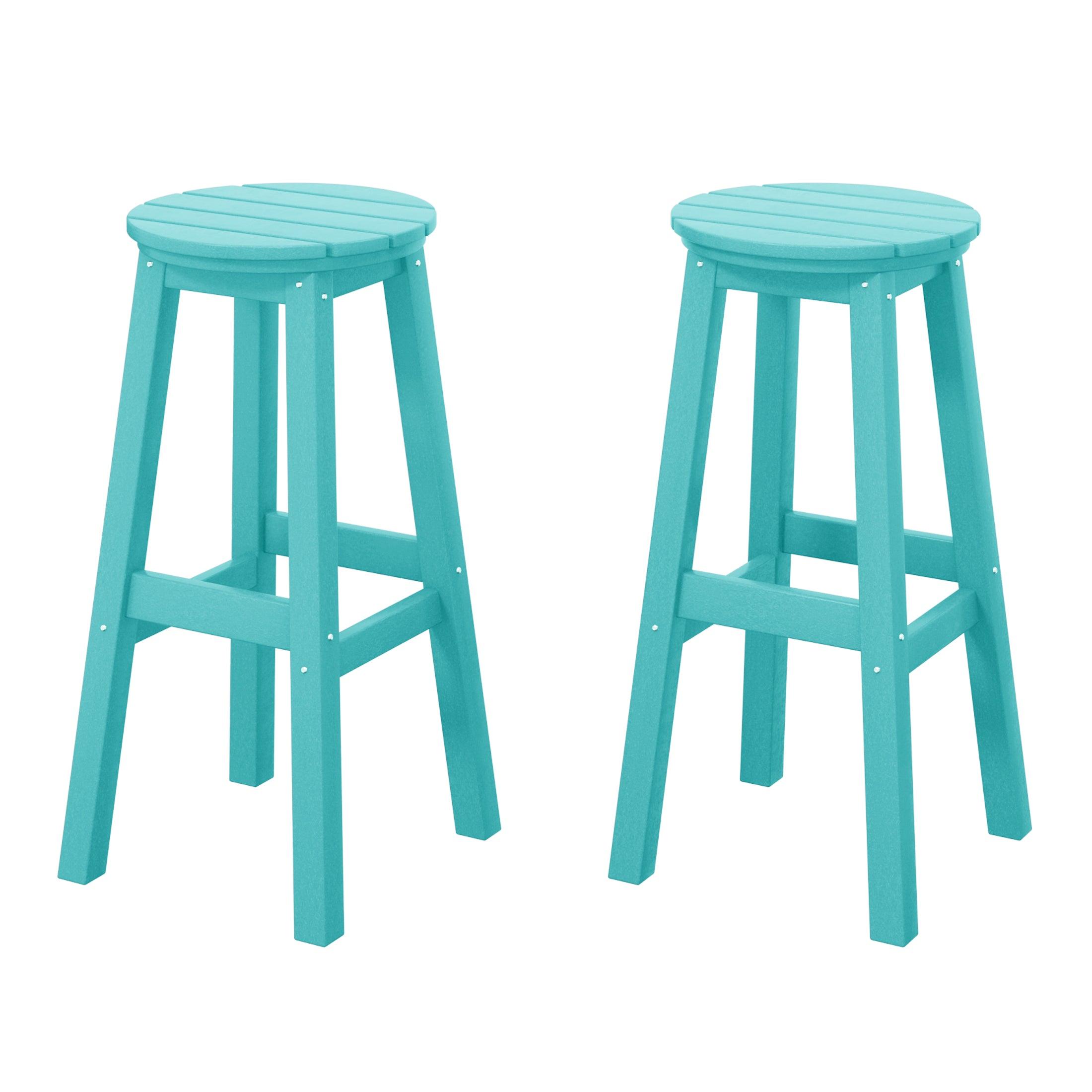 Paradise 29" HDPE Round Outdoor Patio Bar Stools (Set of 2) - Costaelm